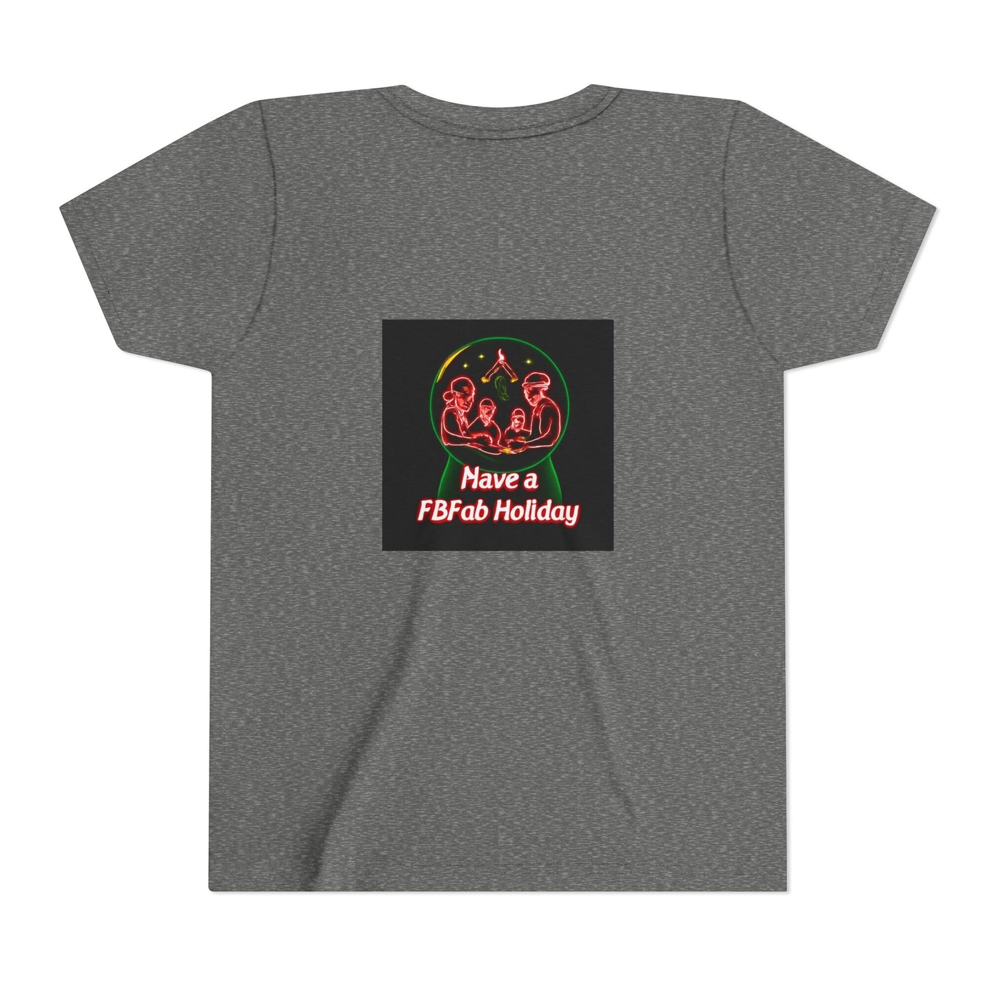 Youth Christmas Short Sleeve Tee, Holiday Tee, Xmas Gift for Kids, Fun Tee for Celebrations, Winter Festive Shirt