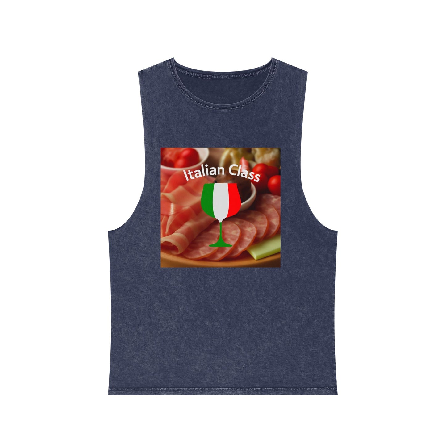 Italian Class Unisex Stonewash Tank Top | Casual Summer Wear, Gift for Food Lovers, BBQ Attire, Vacation Apparel, Culinary Humor