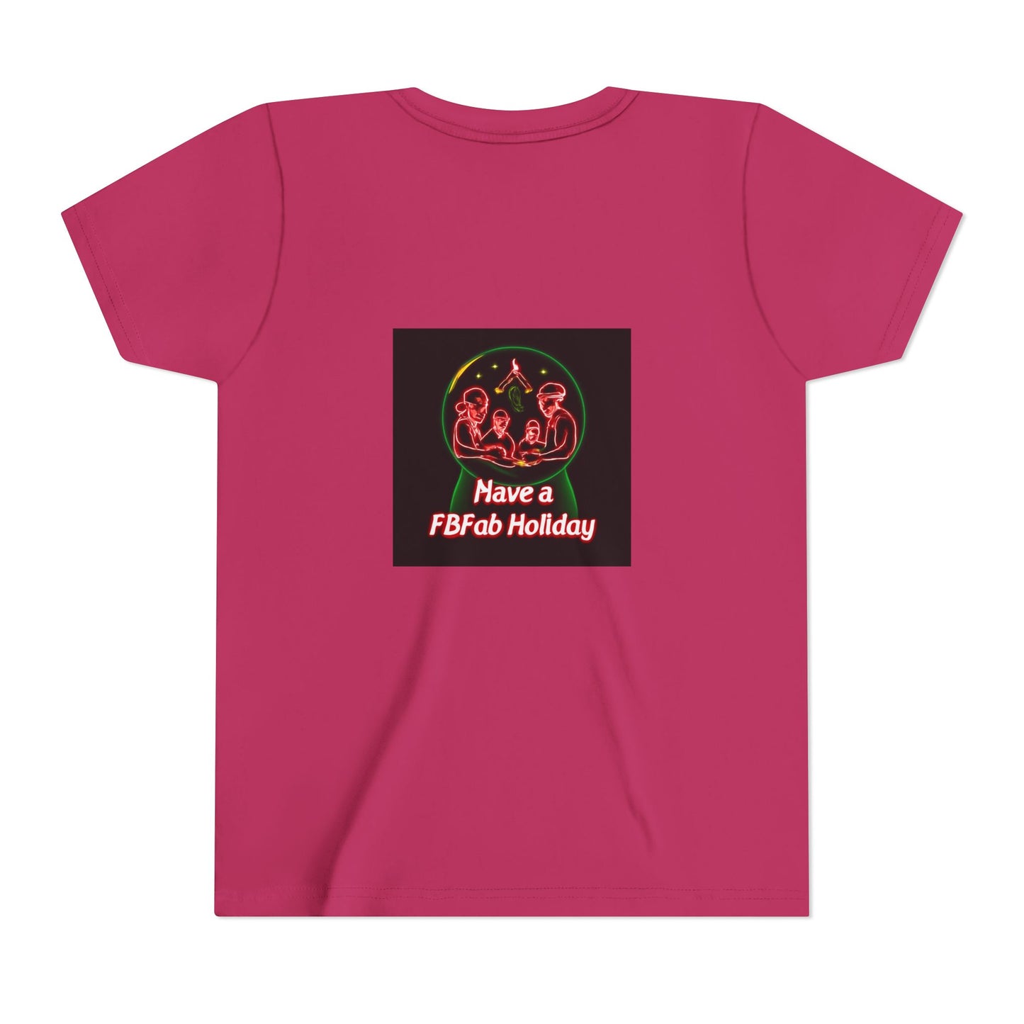 Youth Christmas Short Sleeve Tee, Holiday Tee, Xmas Gift for Kids, Fun Tee for Celebrations, Winter Festive Shirt