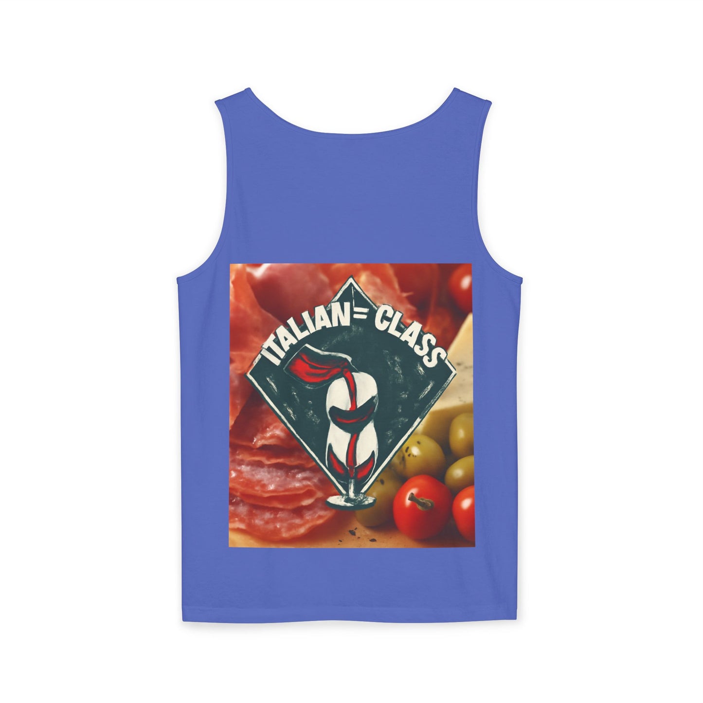 Italian Class Unisex Garment-Dyed Tank Top, Casual Summer Wear, Italian Heritage Gift, Foodie Apparel, Vacation Top