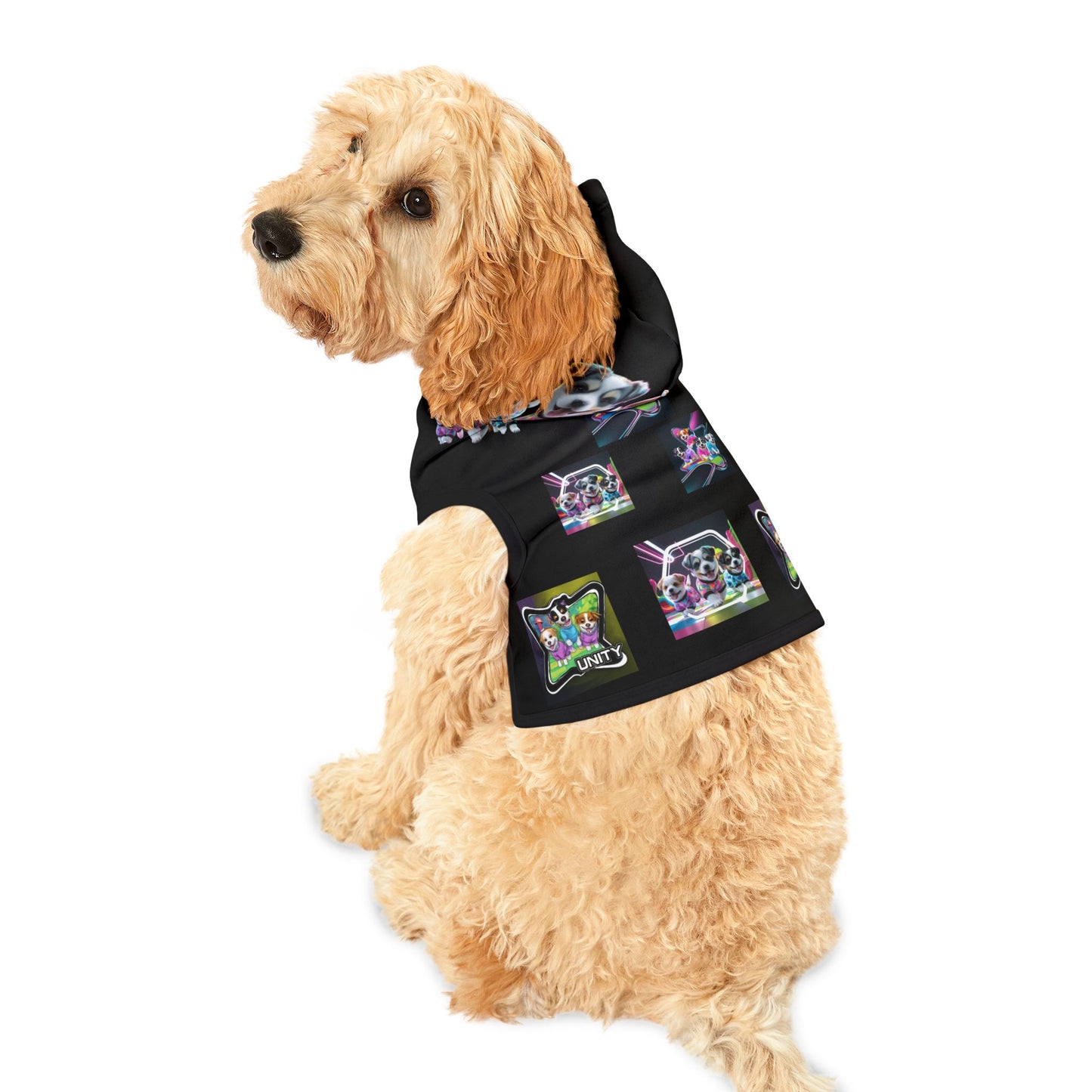Pet Hoodie — Colorful Neon Puppy Print Hooded Dog Sweatshirt