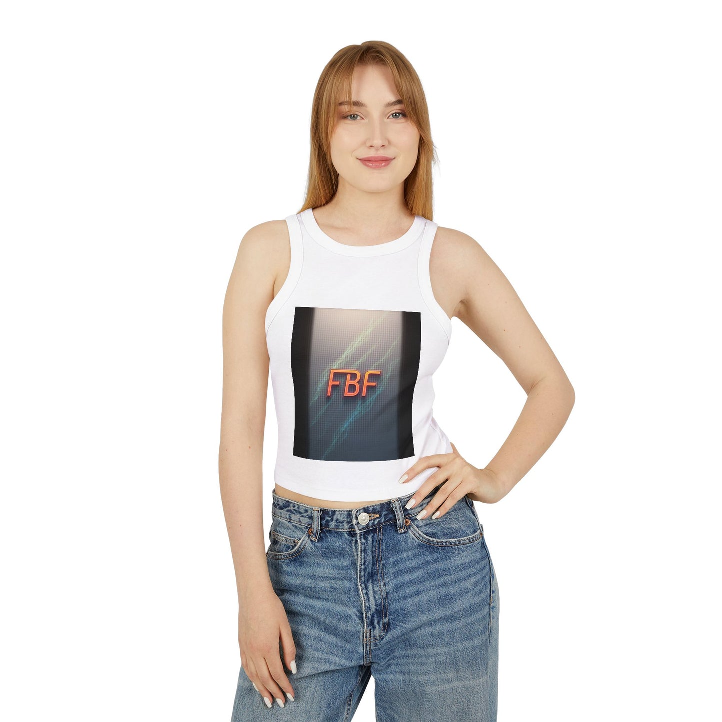 Stylish Women's Micro Rib Racer Tank Top - FBF, Italia, Casual Wear, Summer Outfits, Beach Ready, Drink Enthusiasts