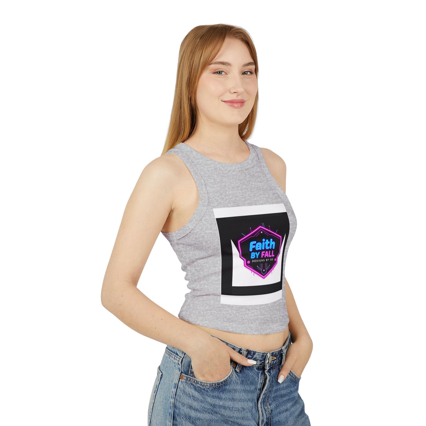 Neon Graphic Racer Tank Top, Faith by Fall, Classy Chic, Trendy Summer Top, Women’s Casual Wear, Stylish Athletic Top, Gift for Her