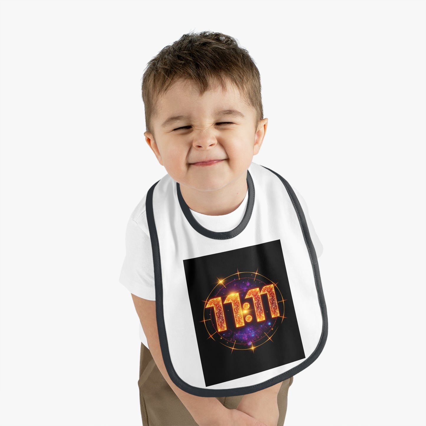 Sparkly 11:11 Baby Bib - Cute Gift for Newborns, Baby Shower, Birthday, Snacks & Meal Time
