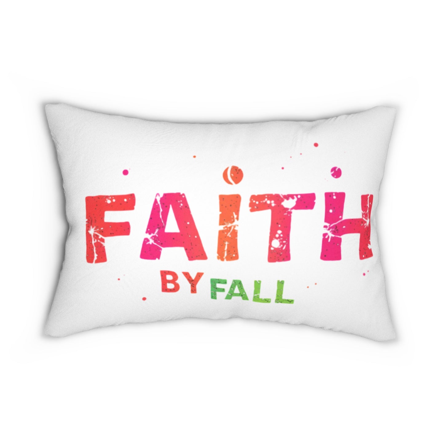 Spun Polyester Lumbar Pillow with 'Faith by Fall' Design, Cozy Home Decor, Inspirational Gift, Autumn Accent, Prayer Room Decoration