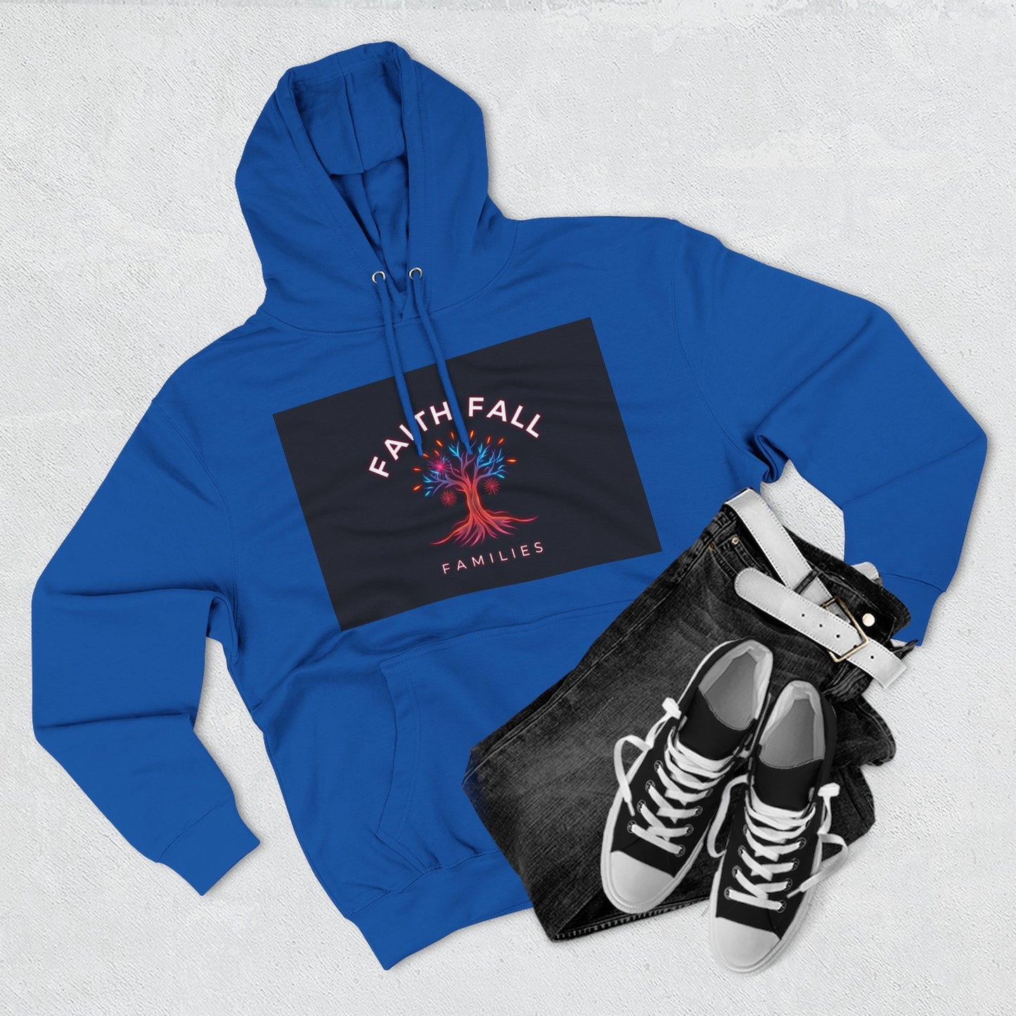 Faith Fall Families Fleece Hoodie, Gift for Faithful Friends, Cozy Layer, Casual Wear, Fall Fashion, Trendy Outfits, Family Gatherings