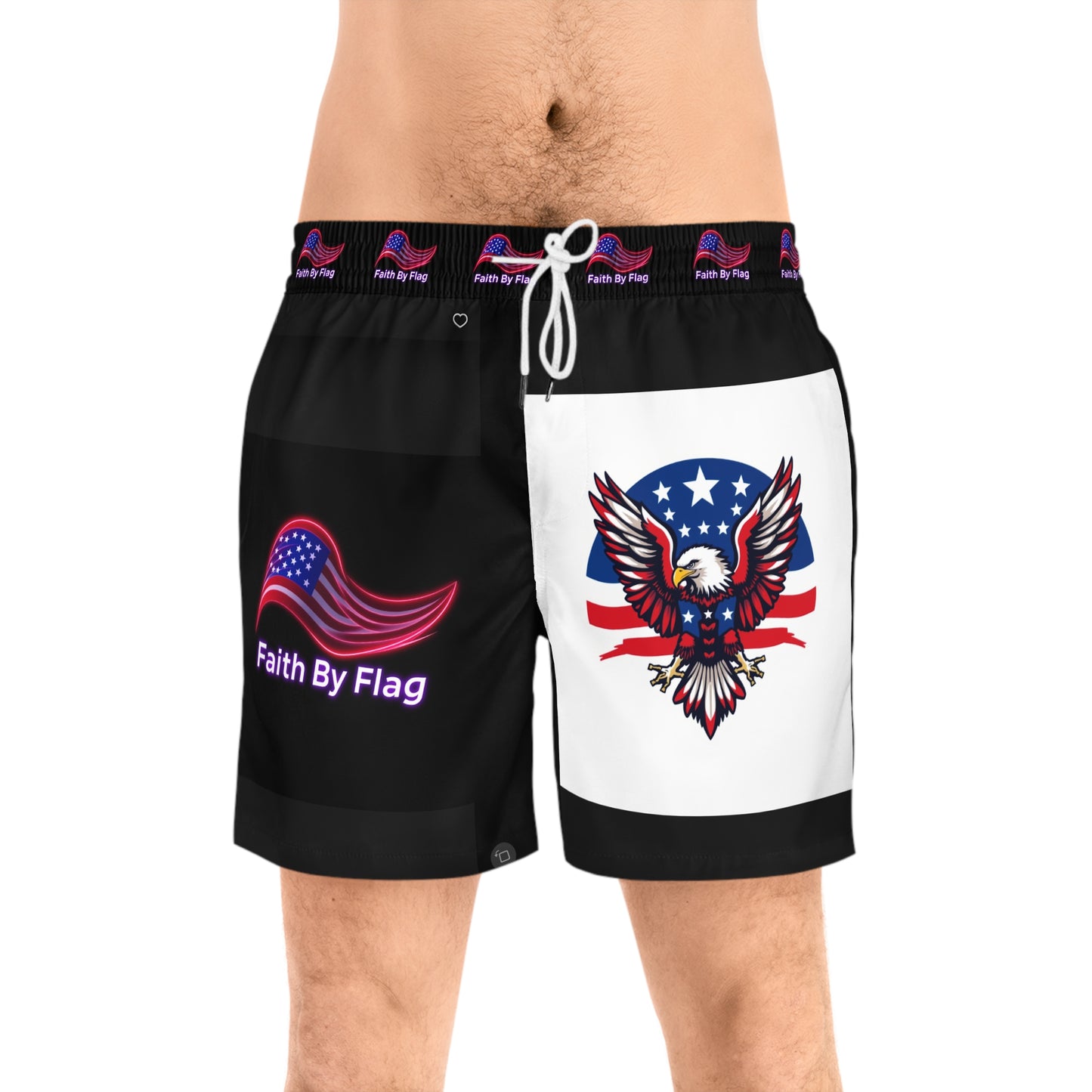 Patriotic Men's Swim Shorts - Eagle & Flag Design, Beachwear, Summer Fun, July 4th Celebration, Trendy Swimwear