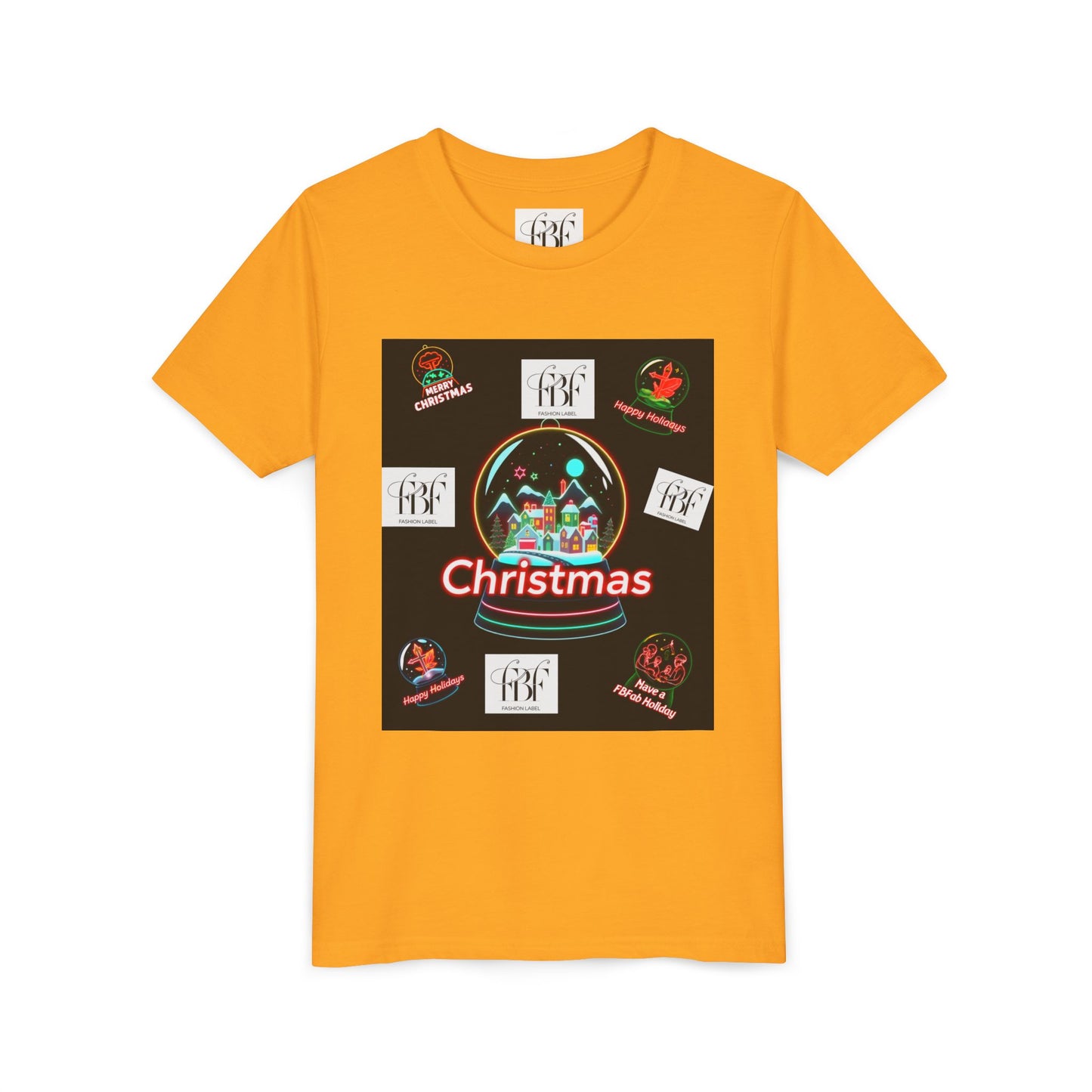 Youth Christmas Short Sleeve Tee, Holiday Tee, Xmas Gift for Kids, Fun Tee for Celebrations, Winter Festive Shirt