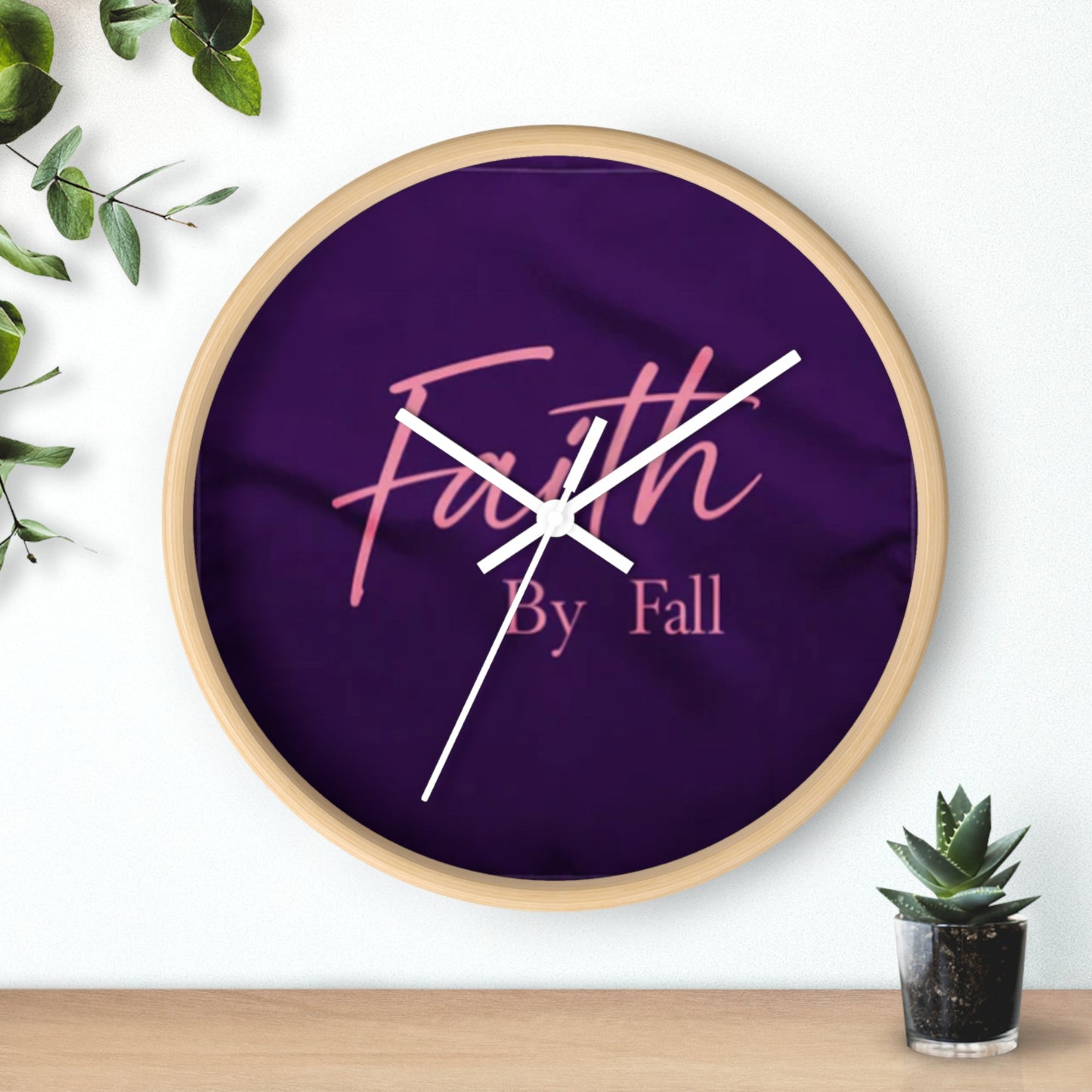 Inspirational Wall Clock - 'Faith By Fall' Purple Decor