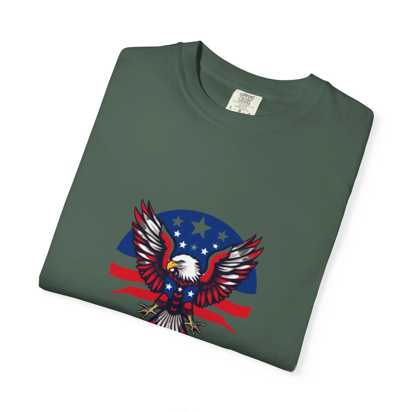 Patriotic T-Shirt with Eagle Graphic | Faith By Flag Tee, Unisex Apparel, Independence Day Shirt, Casual Wear, Gift for Veterans