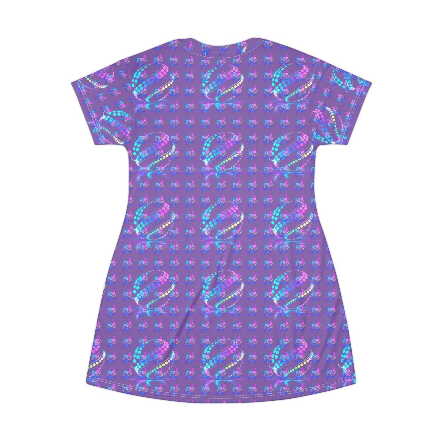 Purple Holographic Jellyfish All-Over Print T‑Shirt Dress
