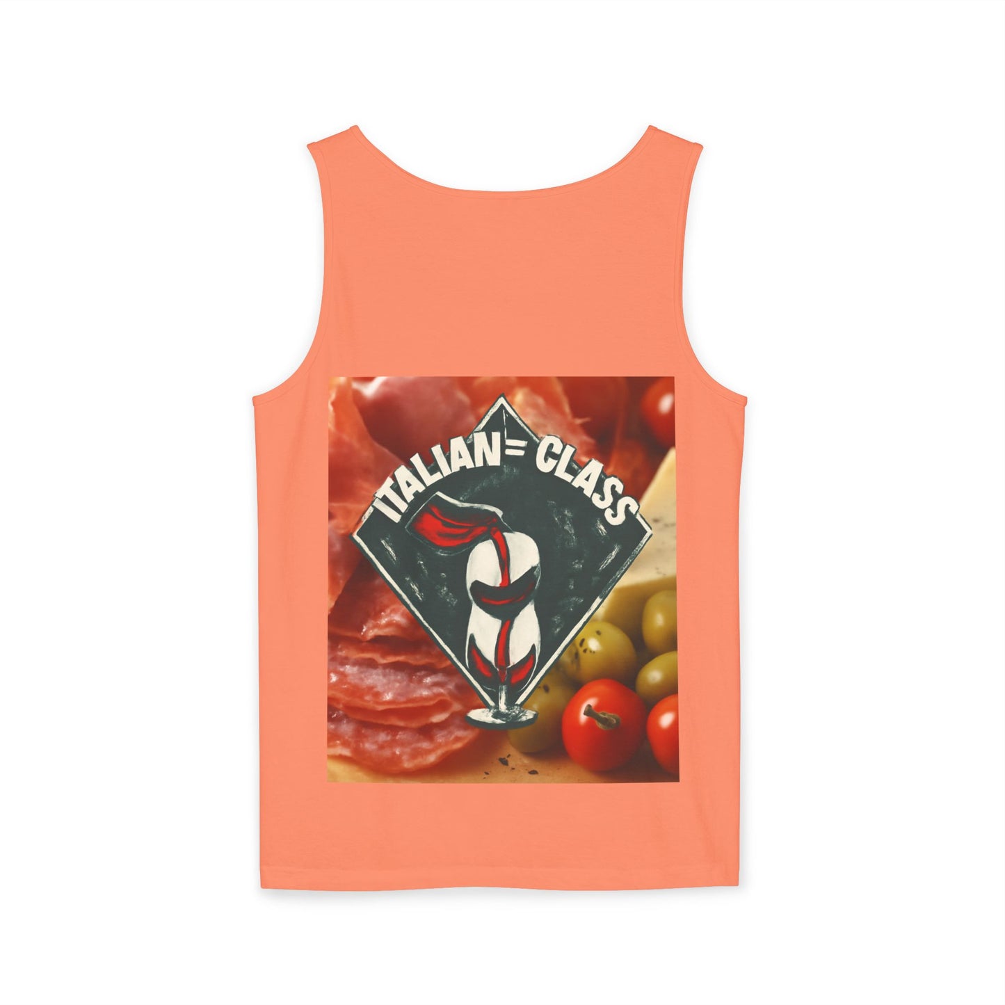 Italian Class Unisex Garment-Dyed Tank Top, Casual Summer Wear, Italian Heritage Gift, Foodie Apparel, Vacation Top