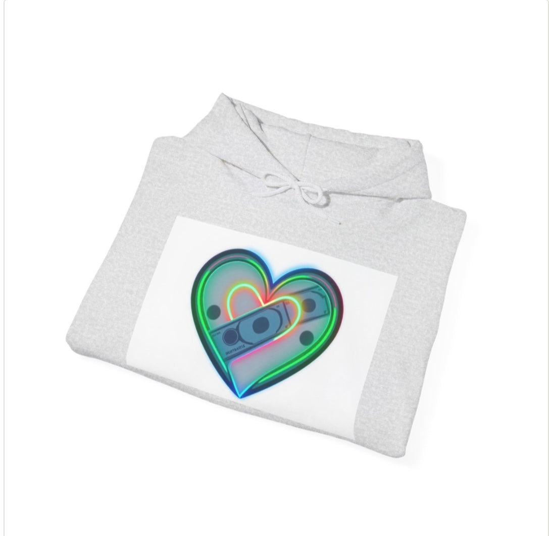 Unisex Heavy Blend™ Hooded Sweatshirt - 'Love of money' Graphic Design, Trendy Streetwear fo