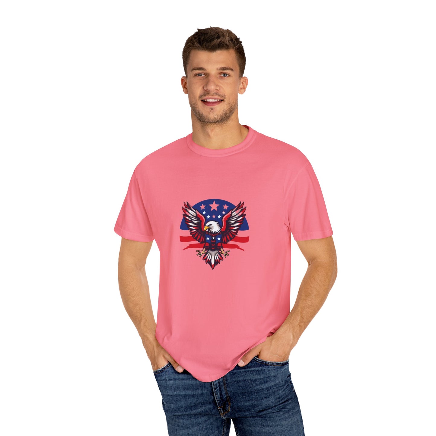 Patriotic T-Shirt with Eagle Graphic | Faith By Flag Tee, Unisex Apparel, Independence Day Shirt, Casual Wear, Gift for Veterans