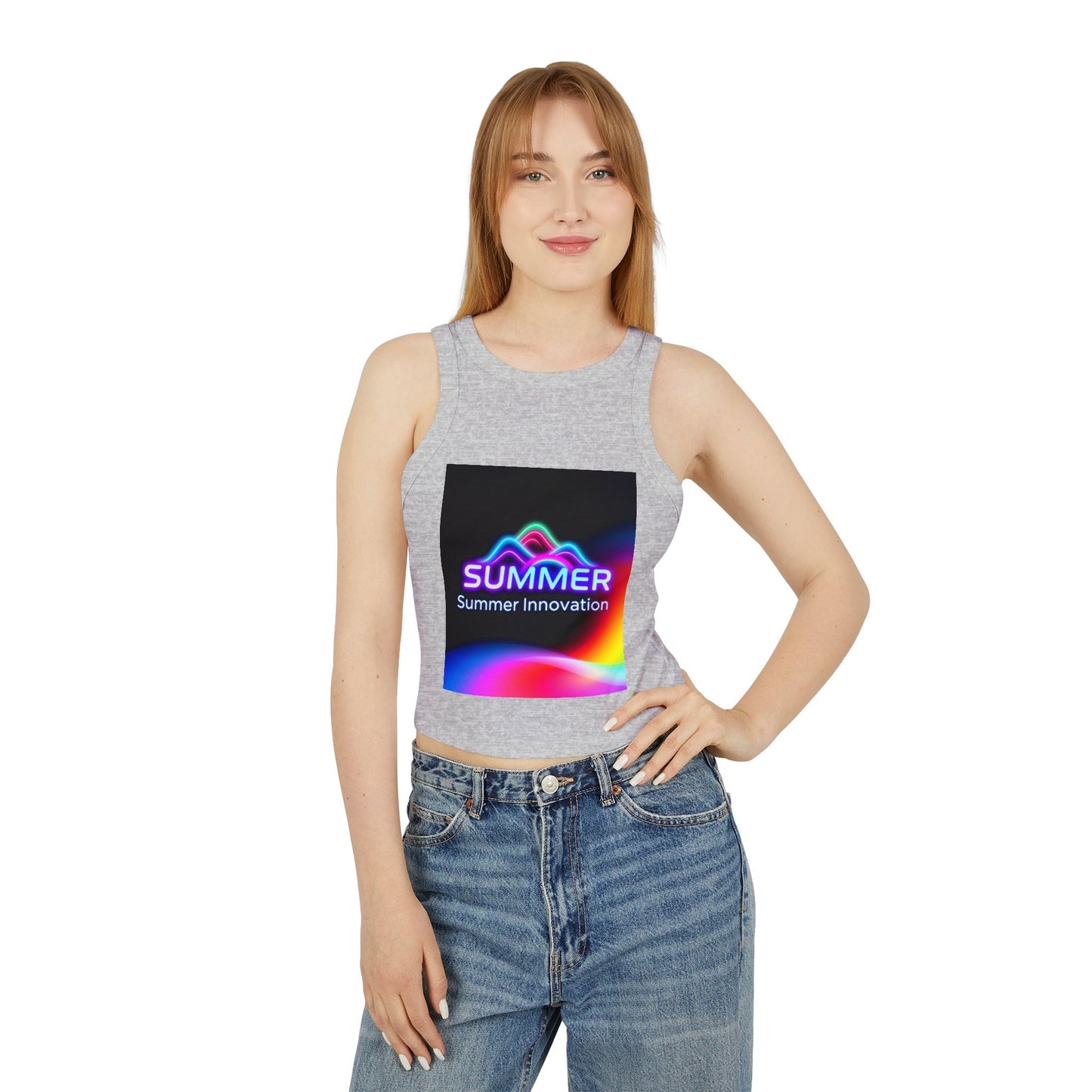 Stylish Summer Racer Tank Top, Trendy Crop Top, Fashionable Sleeveless Shirt, Summer Vibes, Women's Casual Wear, Gift for Her