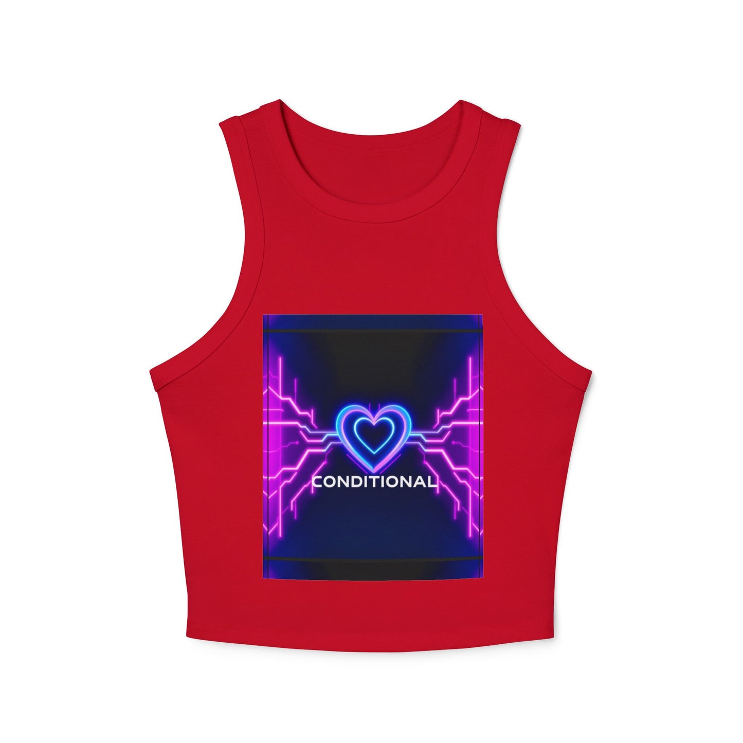 Neon Heart Racerback Tank Top, Trendy Crop Top, Party Attire, Summer Essential, Festival Wear, Gift for Her