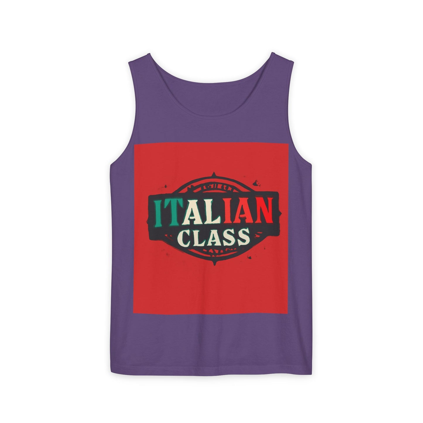 Italian Class Unisex Garment-Dyed Tank Top, Casual Summer Wear, Italian Heritage Gift, Foodie Apparel, Vacation Top