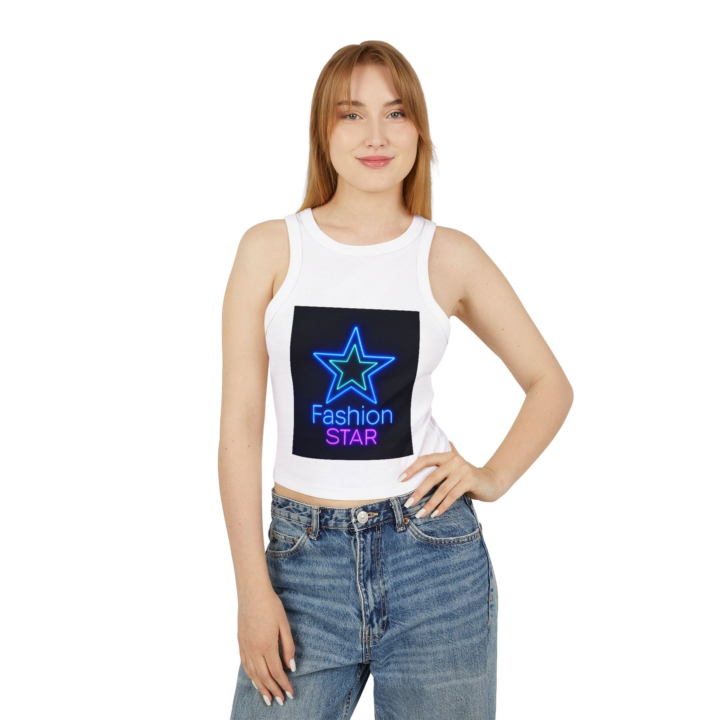 Fashion Star Racer Tank Top | Women's Crop Top, Trendy Summer Shirt, Casual Wear, Stylish Workout Top, Gift for Her