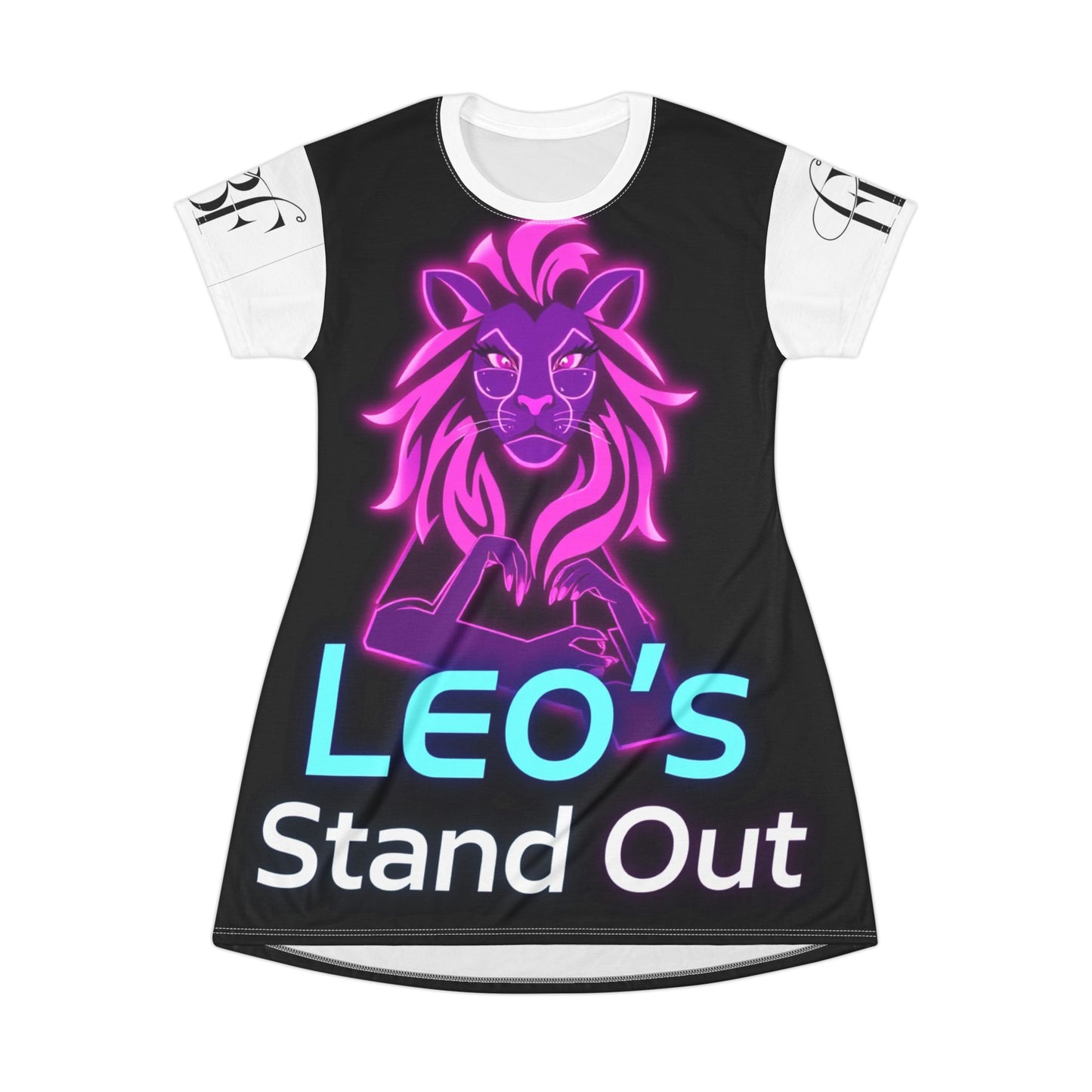Neon Leo T-Shirt Dress - Bold Outfit for Leo Zodiac Lovers, Astrology Gift, Statement Dress, Casual Summer Wear, Unique Style