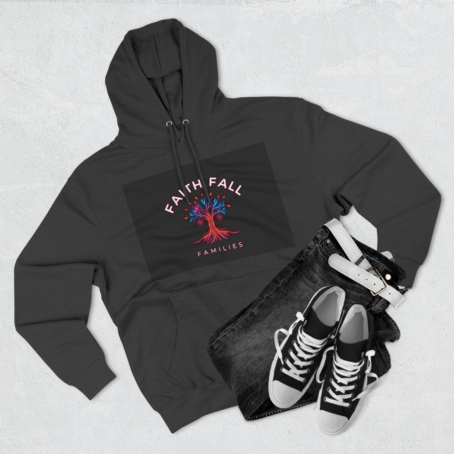Faith Fall Families Fleece Hoodie, Gift for Faithful Friends, Cozy Layer, Casual Wear, Fall Fashion, Trendy Outfits, Family Gatherings