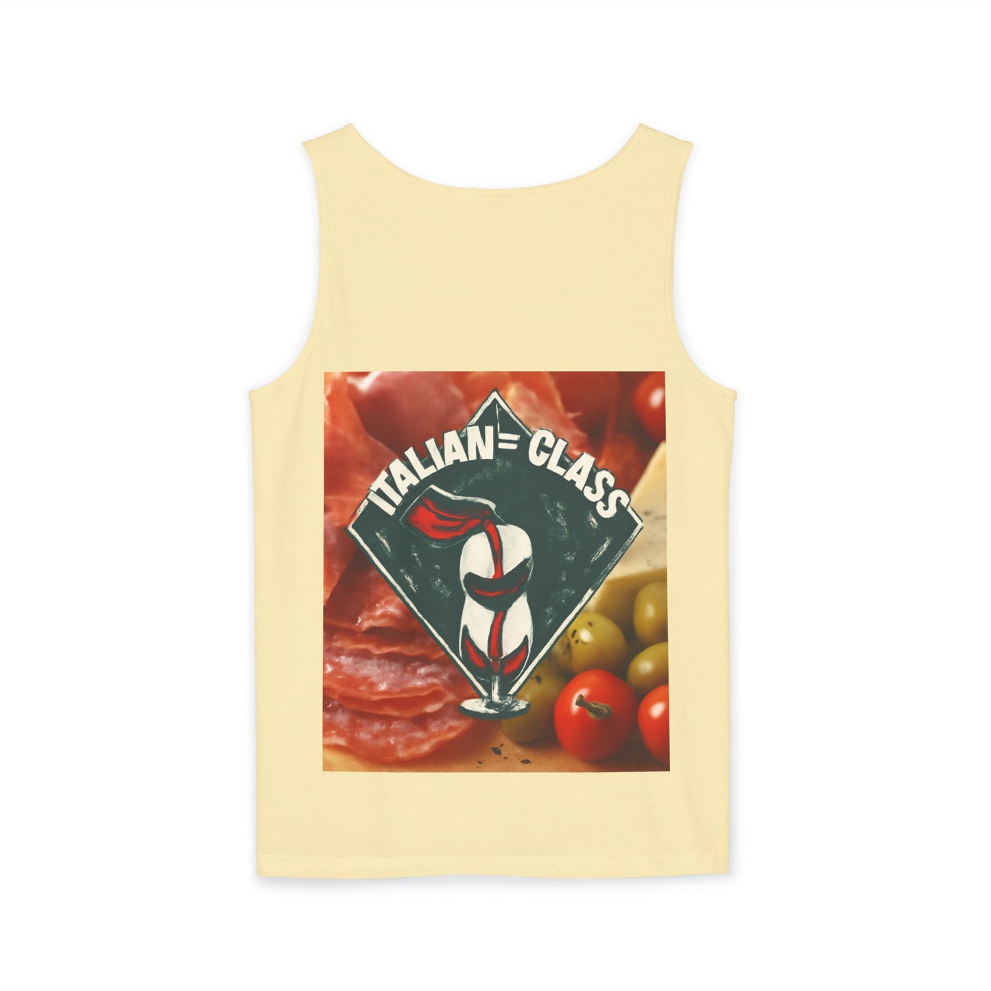 Italian Class Unisex Garment-Dyed Tank Top, Casual Summer Wear, Italian Heritage Gift, Foodie Apparel, Vacation Top