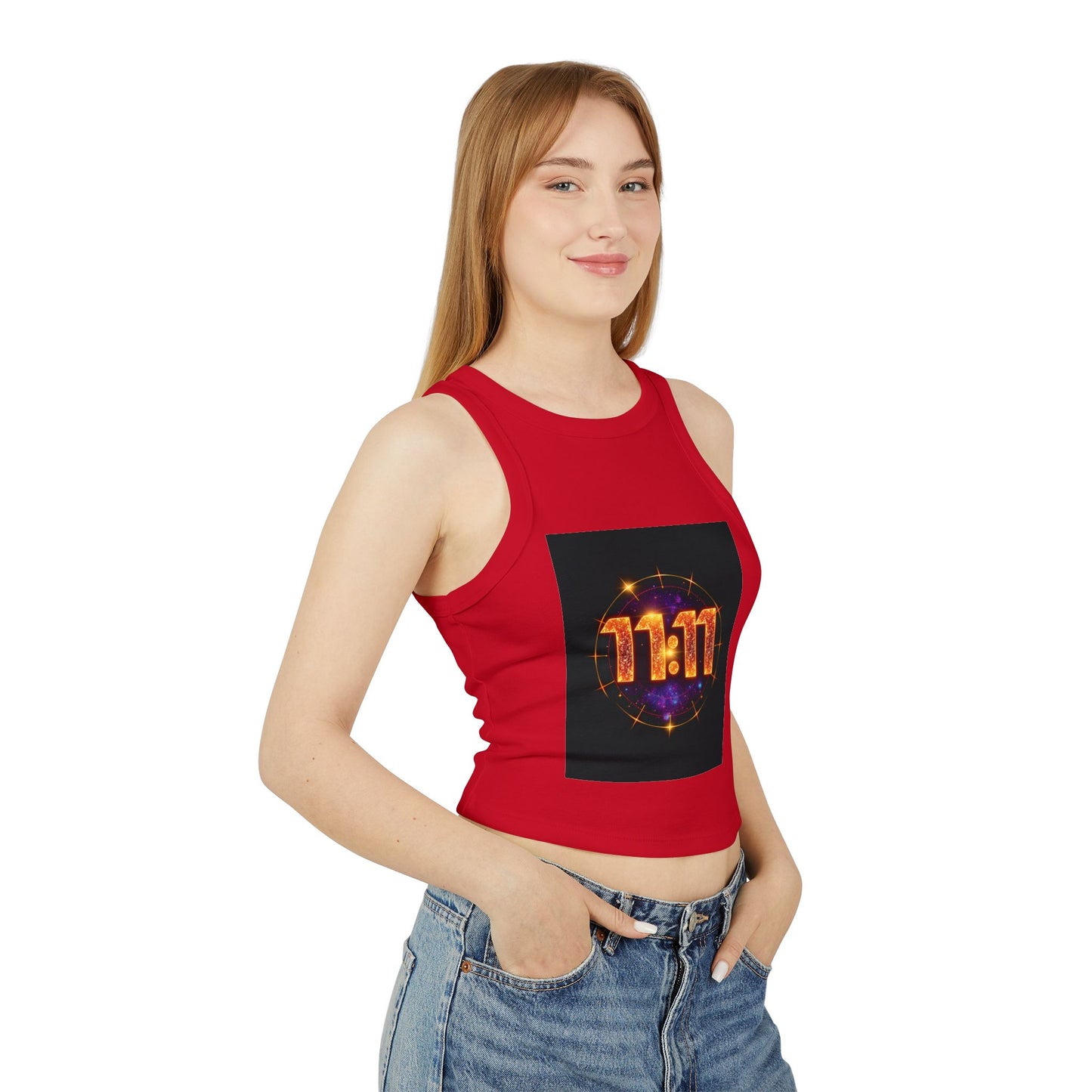 11:11 Women's Micro Rib Racer Tank Top | Motivational Gift, Yoga Wear, Summer Fashion, Spiritual Reminder, Casual Trend