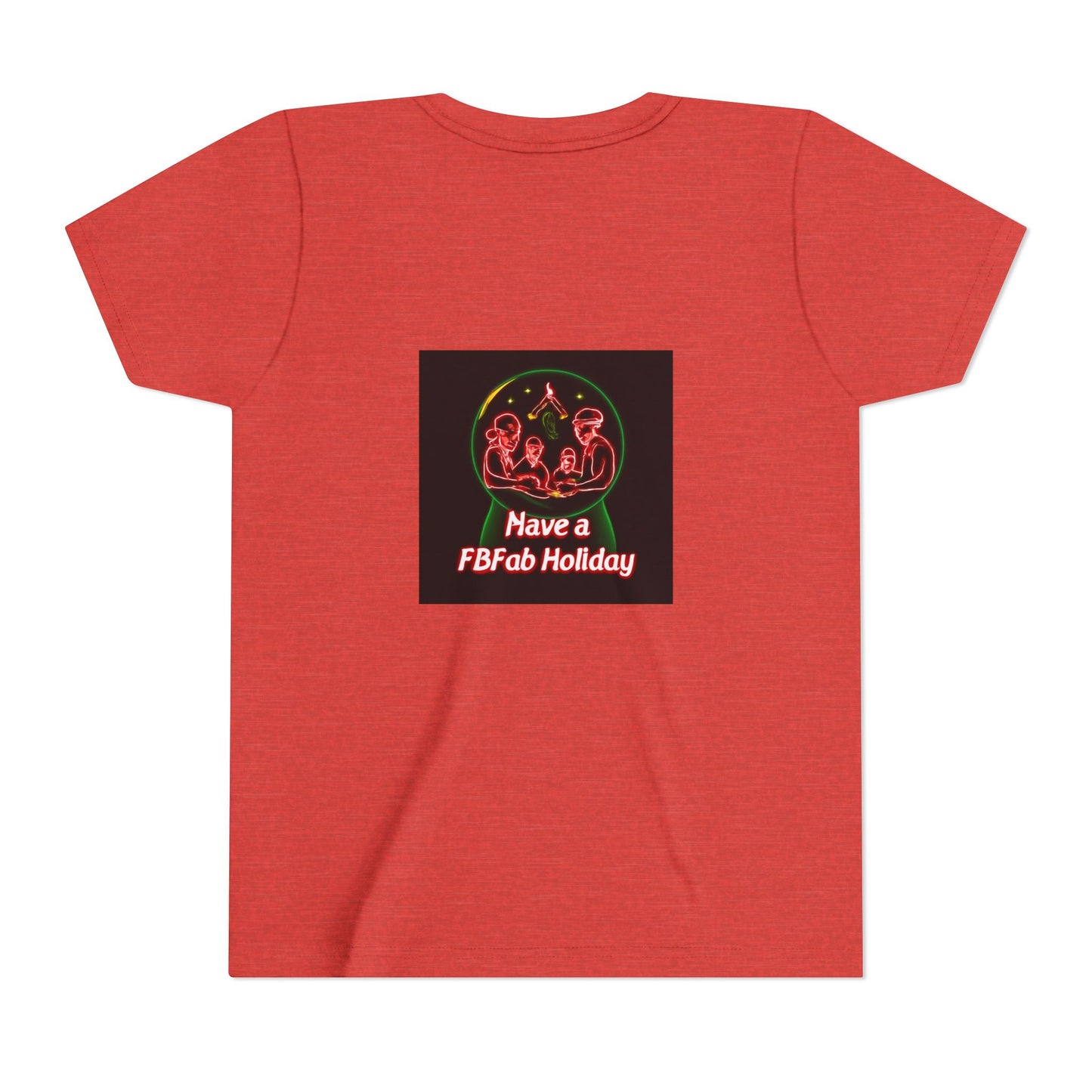 Youth Christmas Short Sleeve Tee, Holiday Tee, Xmas Gift for Kids, Fun Tee for Celebrations, Winter Festive Shirt