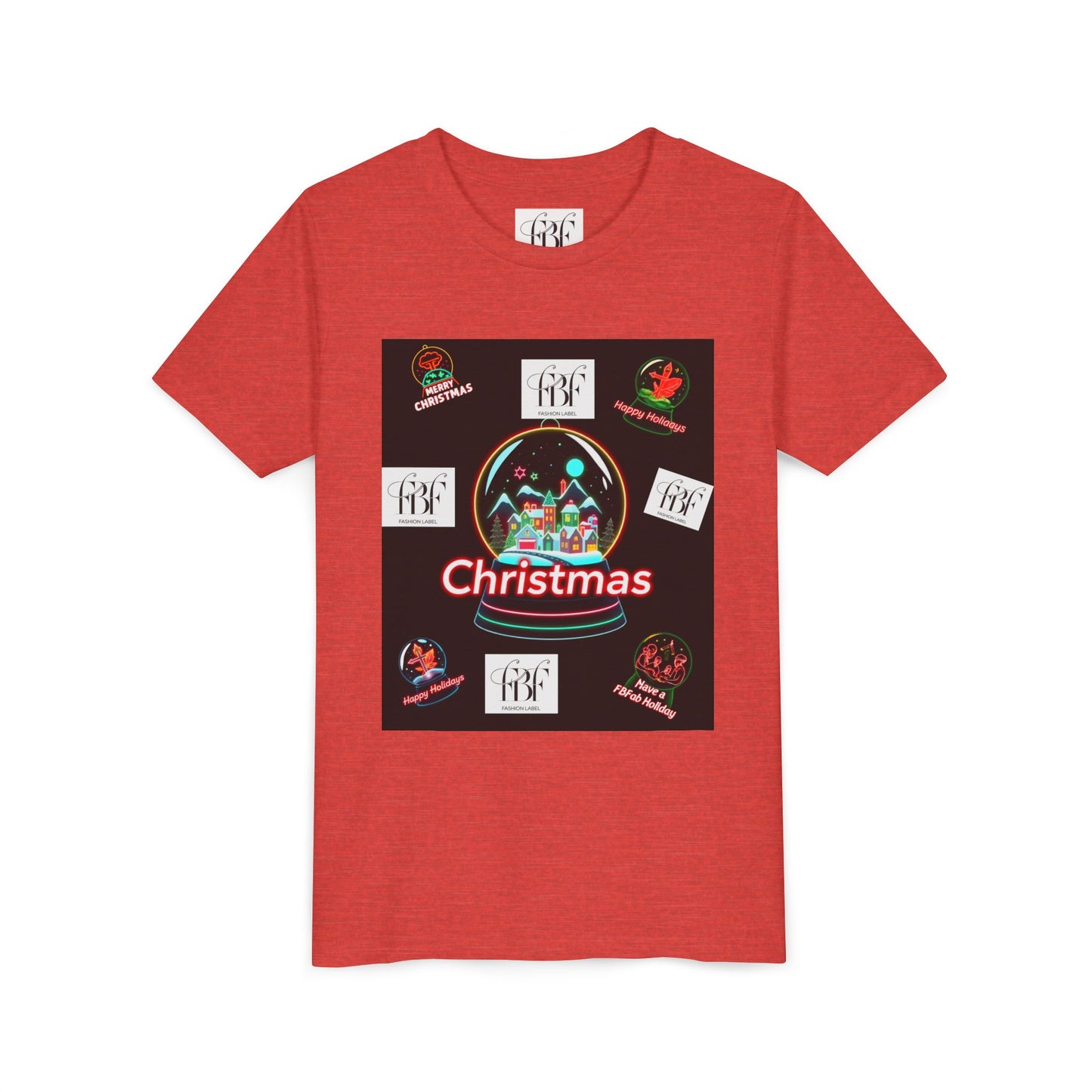 Youth Christmas Short Sleeve Tee, Holiday Tee, Xmas Gift for Kids, Fun Tee for Celebrations, Winter Festive Shirt