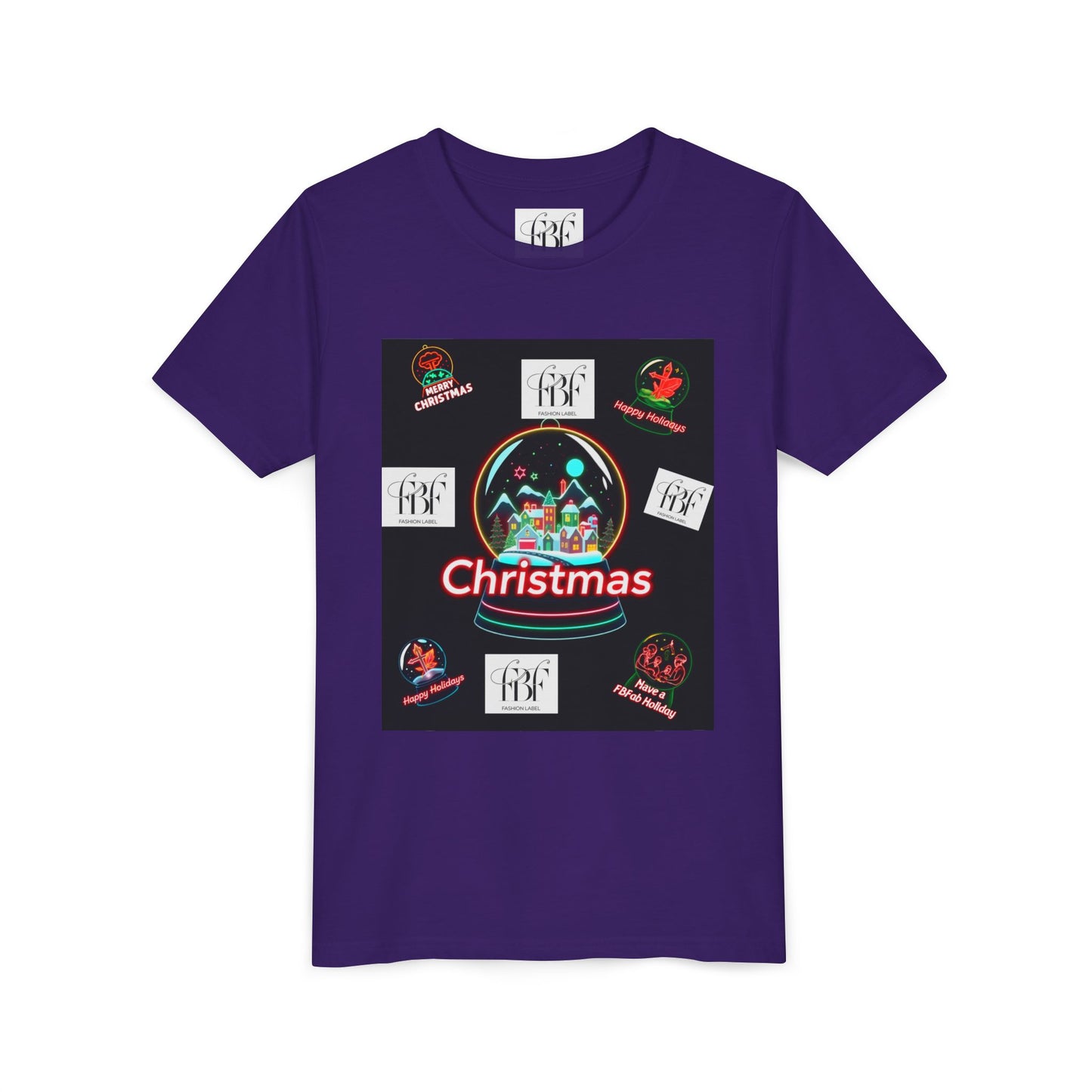 Youth Christmas Short Sleeve Tee, Holiday Tee, Xmas Gift for Kids, Fun Tee for Celebrations, Winter Festive Shirt