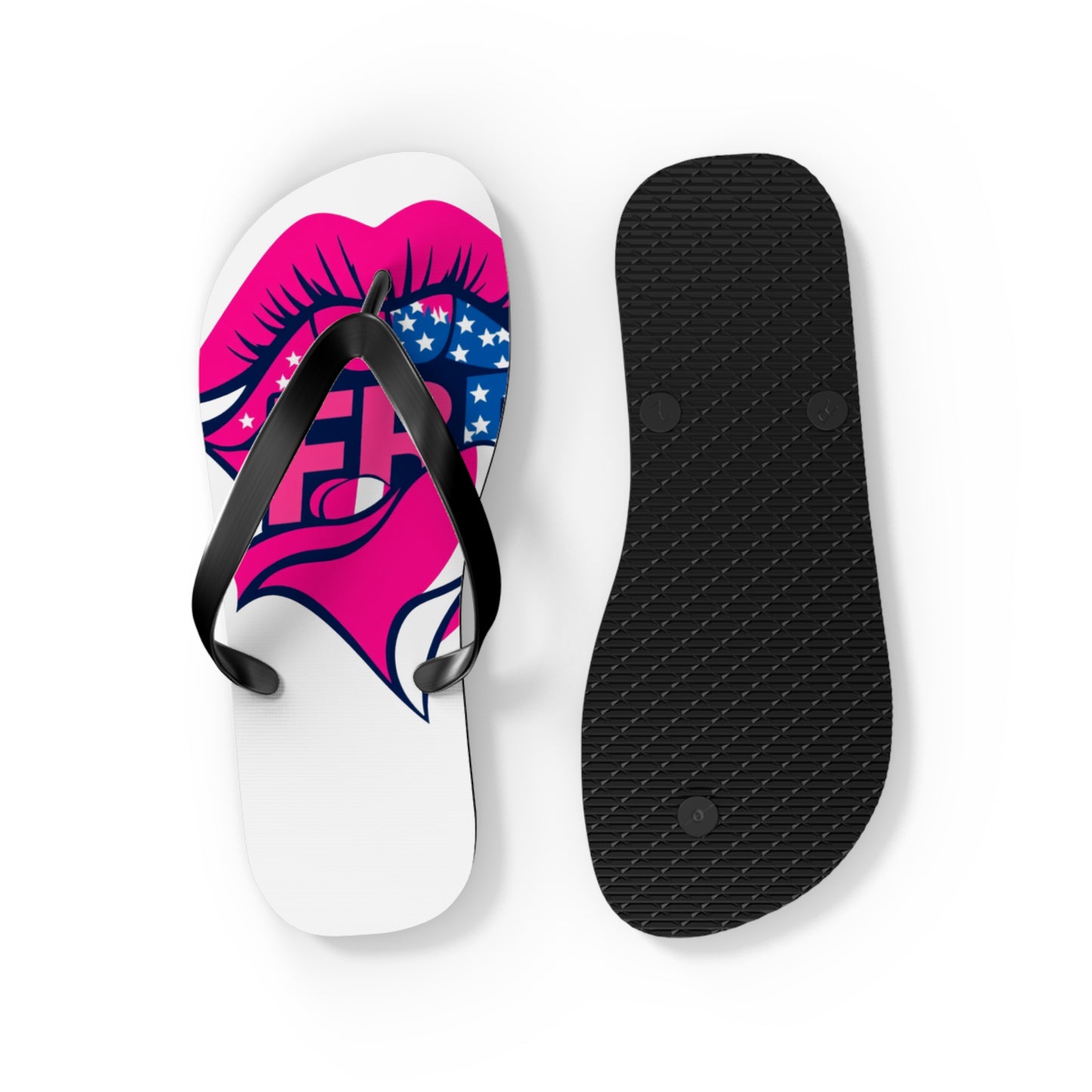 Patriotic Flip Flops with Kiss Design | Fun Summer Footwear, Vacation Sandals, Memorial Day, 4th of July, Beachwear
