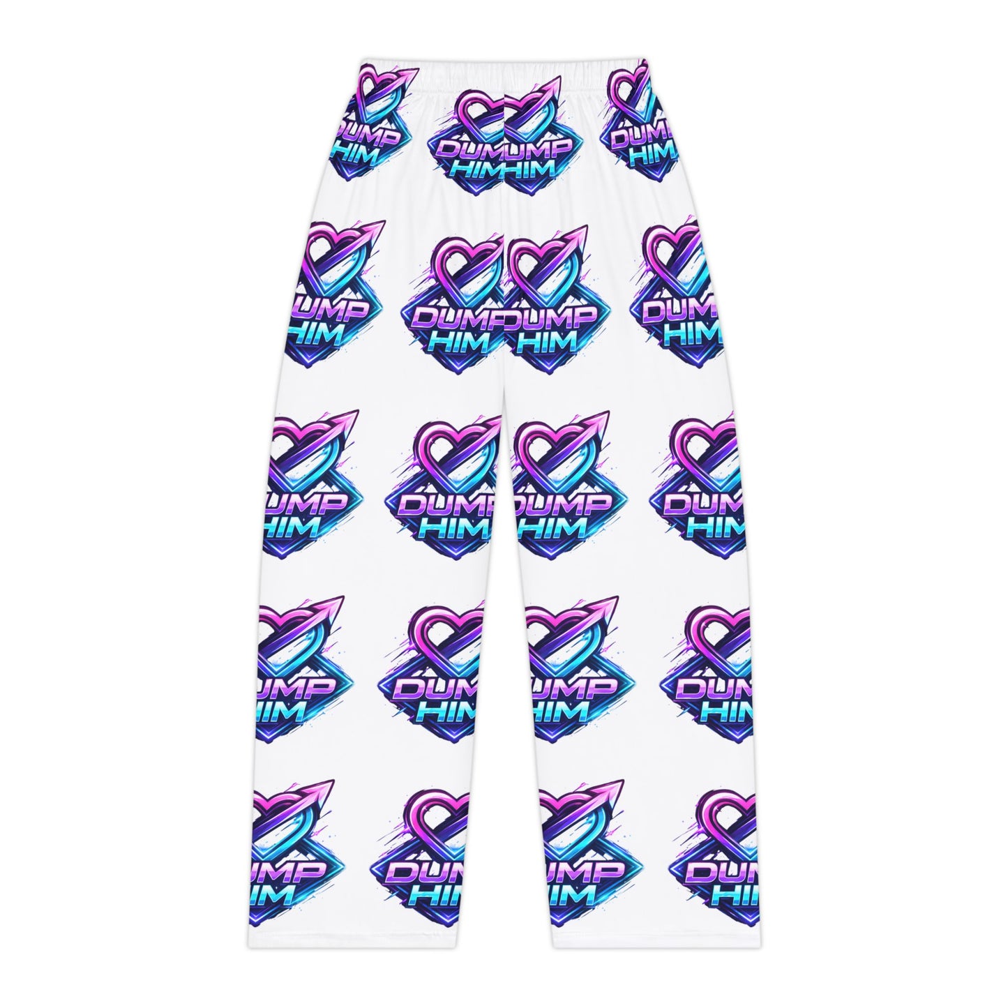 Dump Him Pattern Women's Pajama Pants - Retro Neon Heart Lounge Sleepwear