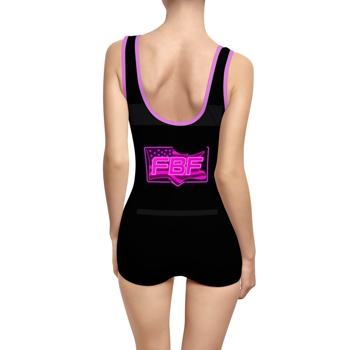 Women’s Vintage Swimsuit with Faith By Flag Design, Retro Swimwear, Beach Day Outfit, Pool Party Favor, Summer Vacation Essential