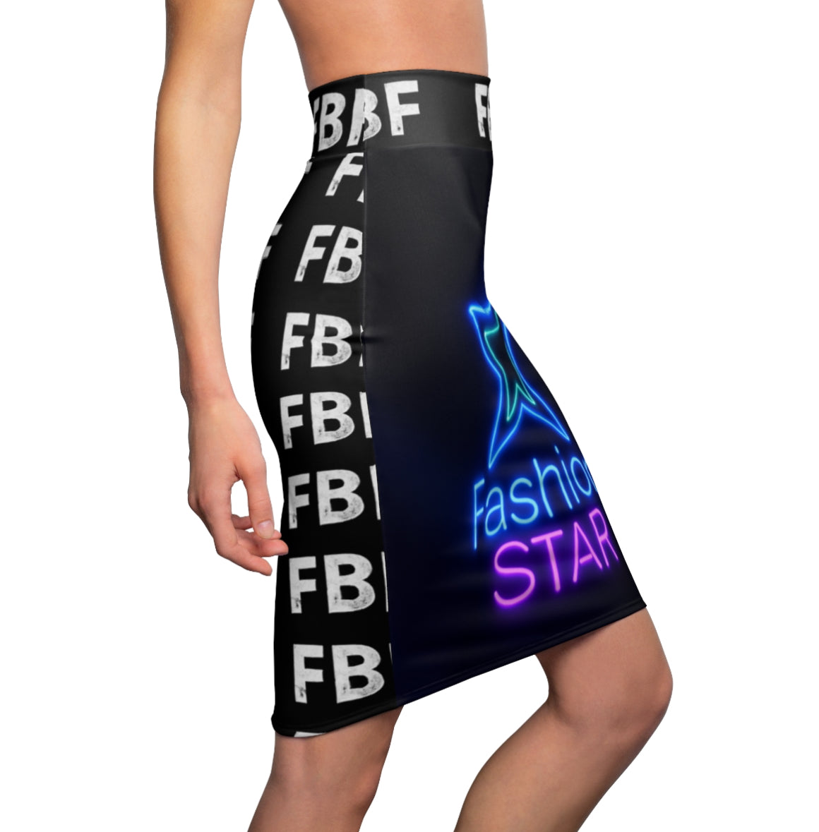 Neon Fashion Star Pencil Skirt - Trendy Women's AOP Skirt for Parties, Nights Out, Casual Wear, Gifts
