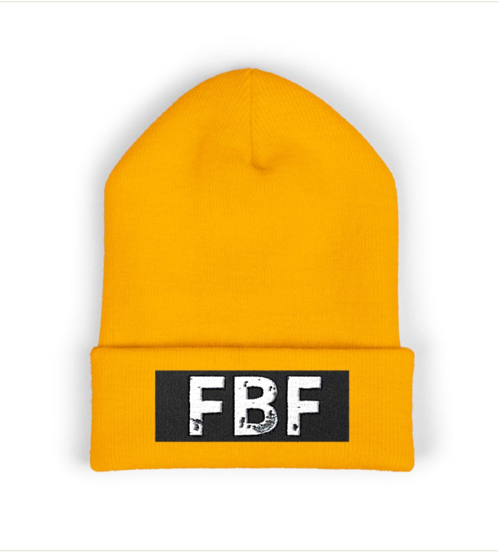FBF Classic Cuffed Beanie, Embroidered Winter Hat, Cozy Knit Beanie for Men and Women, Fashion Accessory, Gift for Friends