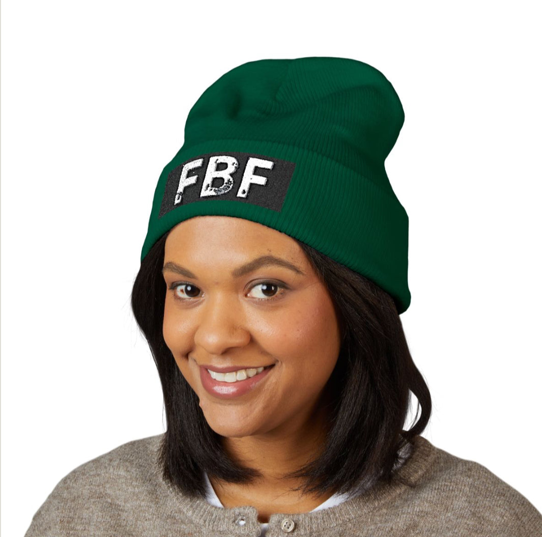 FBF Classic Cuffed Beanie, Embroidered Winter Hat, Cozy Knit Beanie for Men and Women, Fashion Accessory, Gift for Friends
