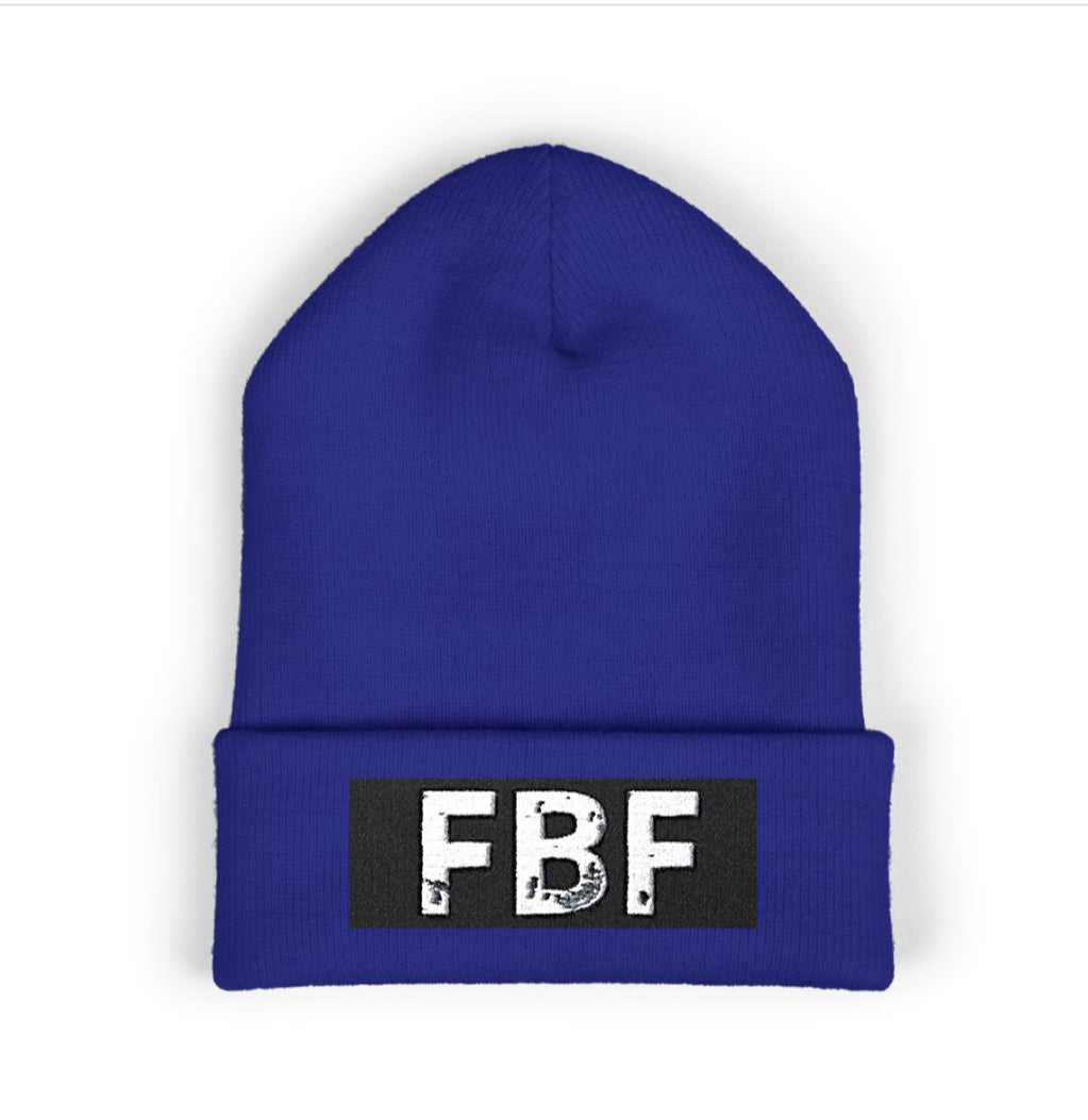 FBF Classic Cuffed Beanie, Embroidered Winter Hat, Cozy Knit Beanie for Men and Women, Fashion Accessory, Gift for Friends