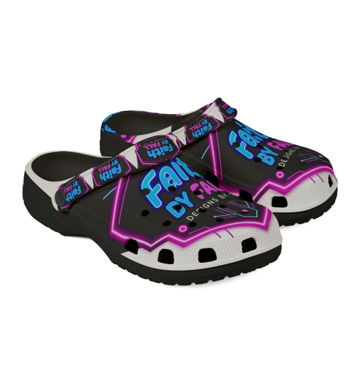 Neon Faith Slip-On Shoes, Comfortable Daily Footwear, Unique Faith-Themed Clogs, Great for Summer, Inspirational Gifts, Faith by Fall Shoes