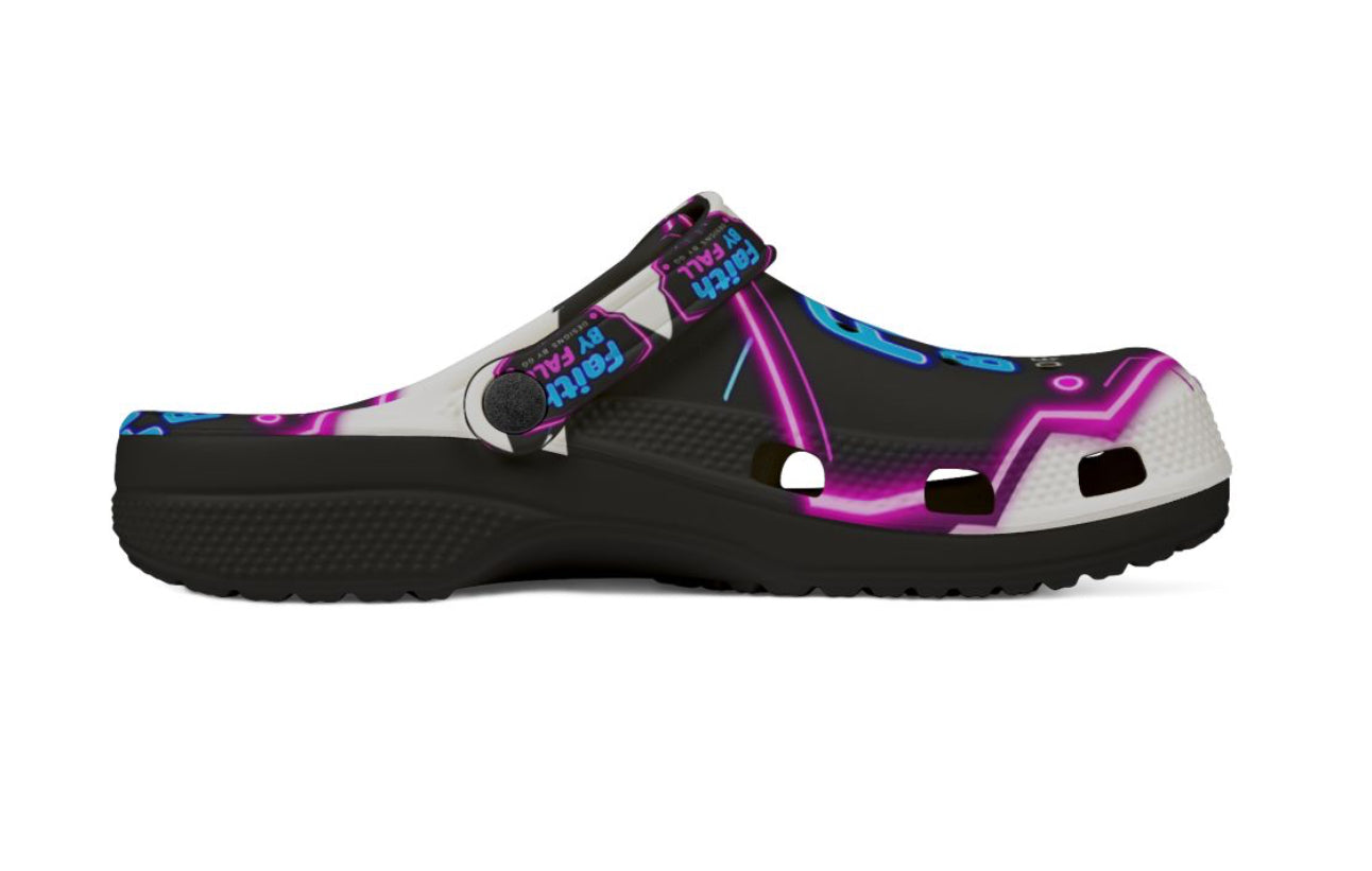 Neon Faith Slip-On Shoes, Comfortable Daily Footwear, Unique Faith-Themed Clogs, Great for Summer, Inspirational Gifts, Faith by Fall Shoes