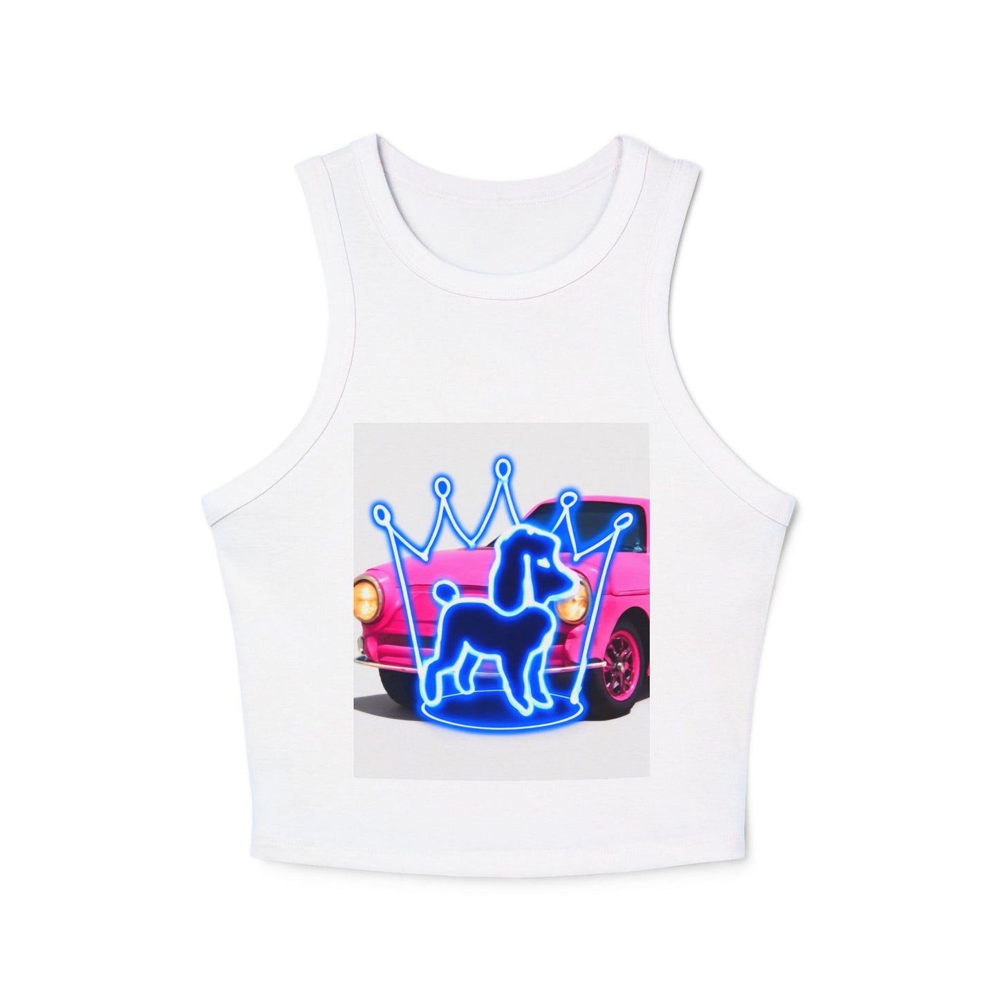Neon Crowned Dog Racer Tank Top | Women's Casual Wear, Summer Clothing, Beach Gear, Animal Lover Gift, Fashion Statement