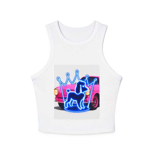 Neon Crowned Dog Racer Tank Top | Women's Casual Wear, Summer Clothing, Beach Gear, Animal Lover Gift, Fashion Statement