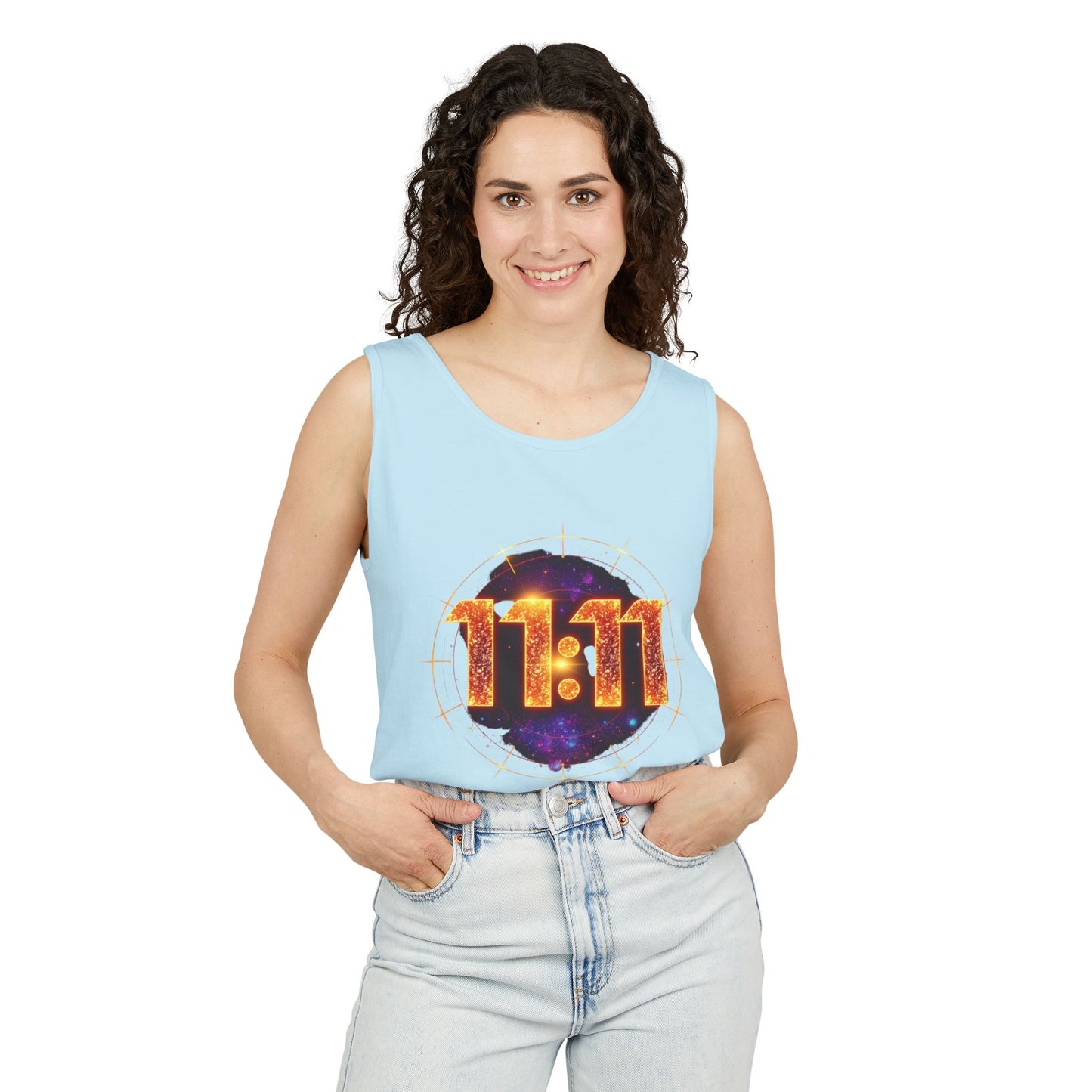 Celestial Glow Tank Top - 11:11 Design, Unisex, Festival Wear, Summer Style, Spiritual Gift, Casual Comfort