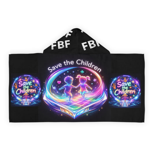 Youth Hooded Towel — "Save the Children" Neon Kids Beach & Bath Wrap