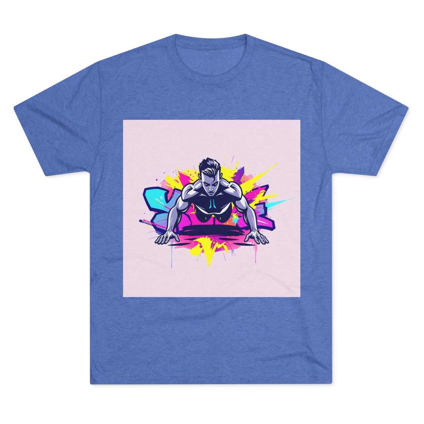 Fitness Motivation Tri-Blend Crew Tee - Vibrant Push-Up Design