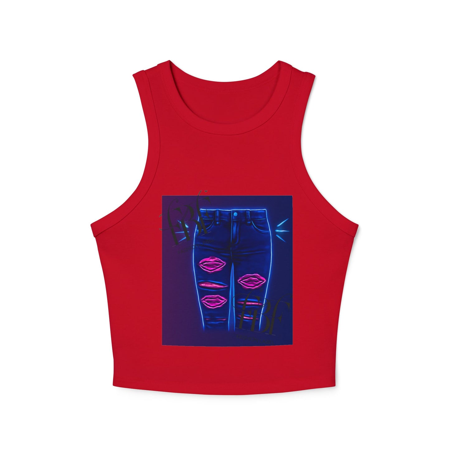 Chic Graphic Racer Tank Top, Casual Wear, Summer Essential, Trendy Apparel, Street Style, Festival Outfit