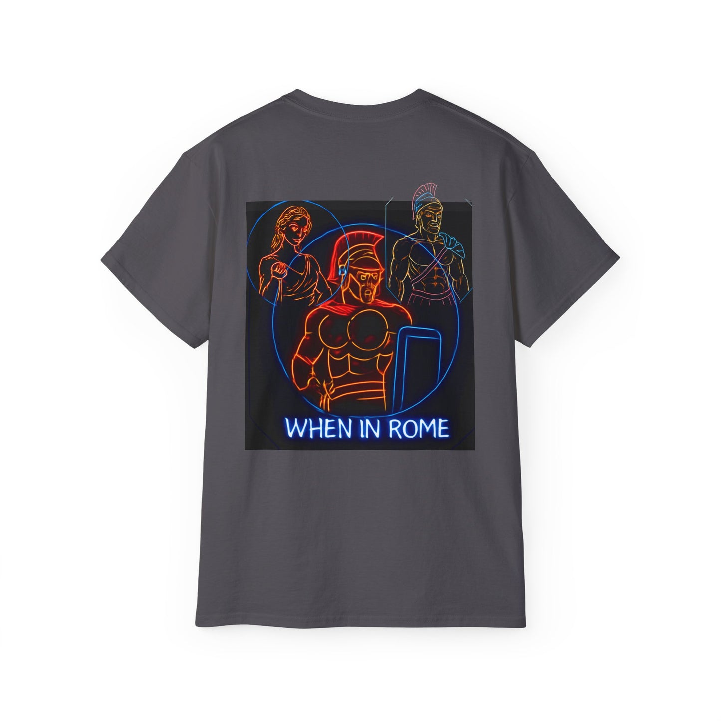 When in Rome Neon Graphic Tee - Roman Gladiator & Colosseum Vintage Style