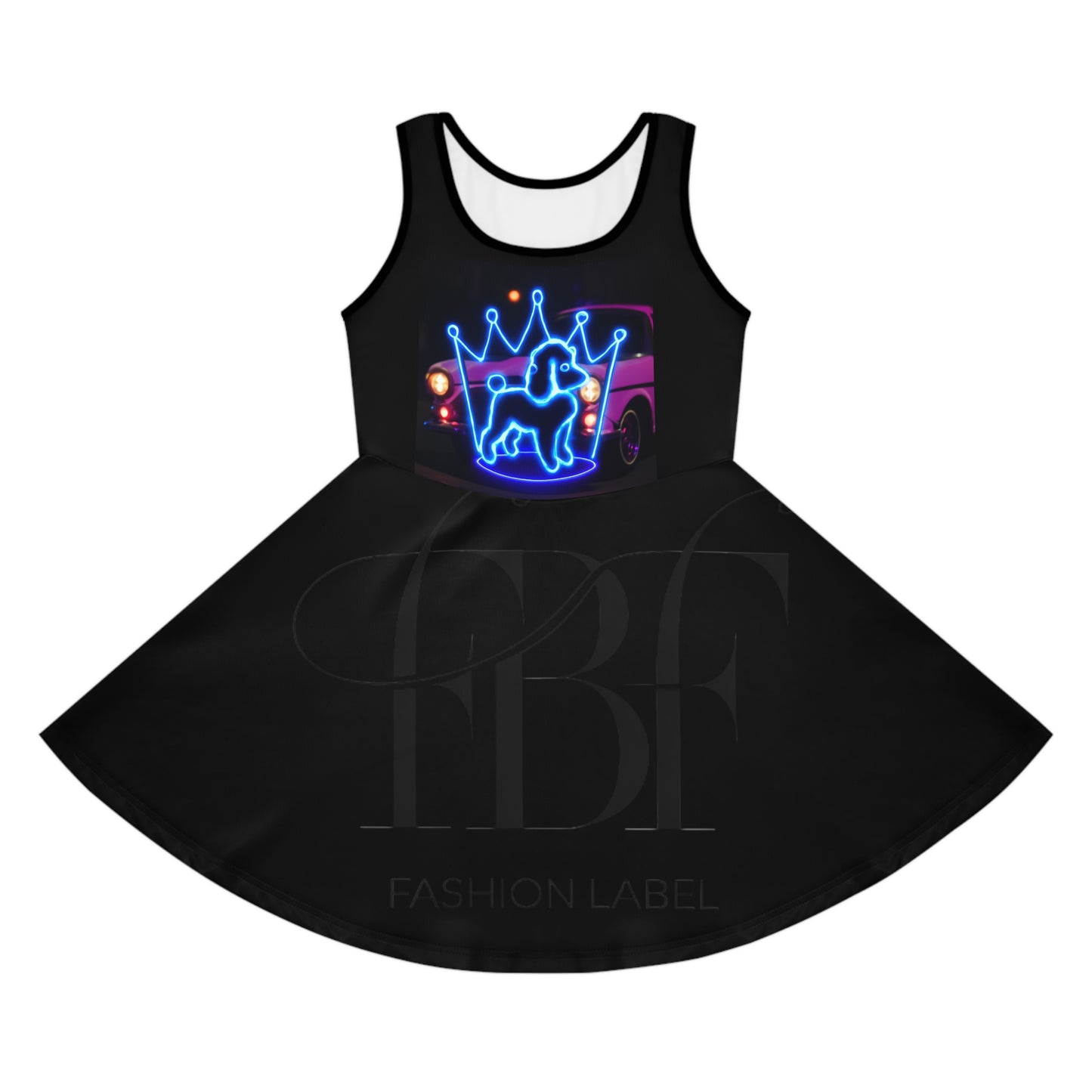 Neon Crown Dog Sundress for Girls, Perfect for Summer Parties, Birthday Dress, Cute Pet Lovers Gift, Girls' Fashion