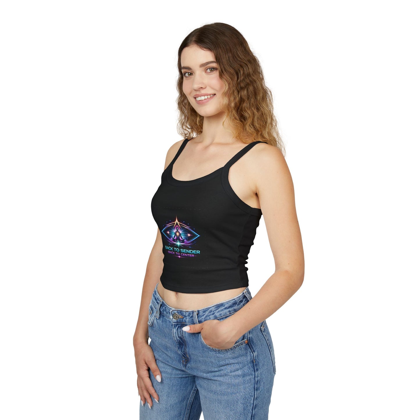 Spaghetti Tank - "Back to Sender, Back to Center" Mystic Chakra Design