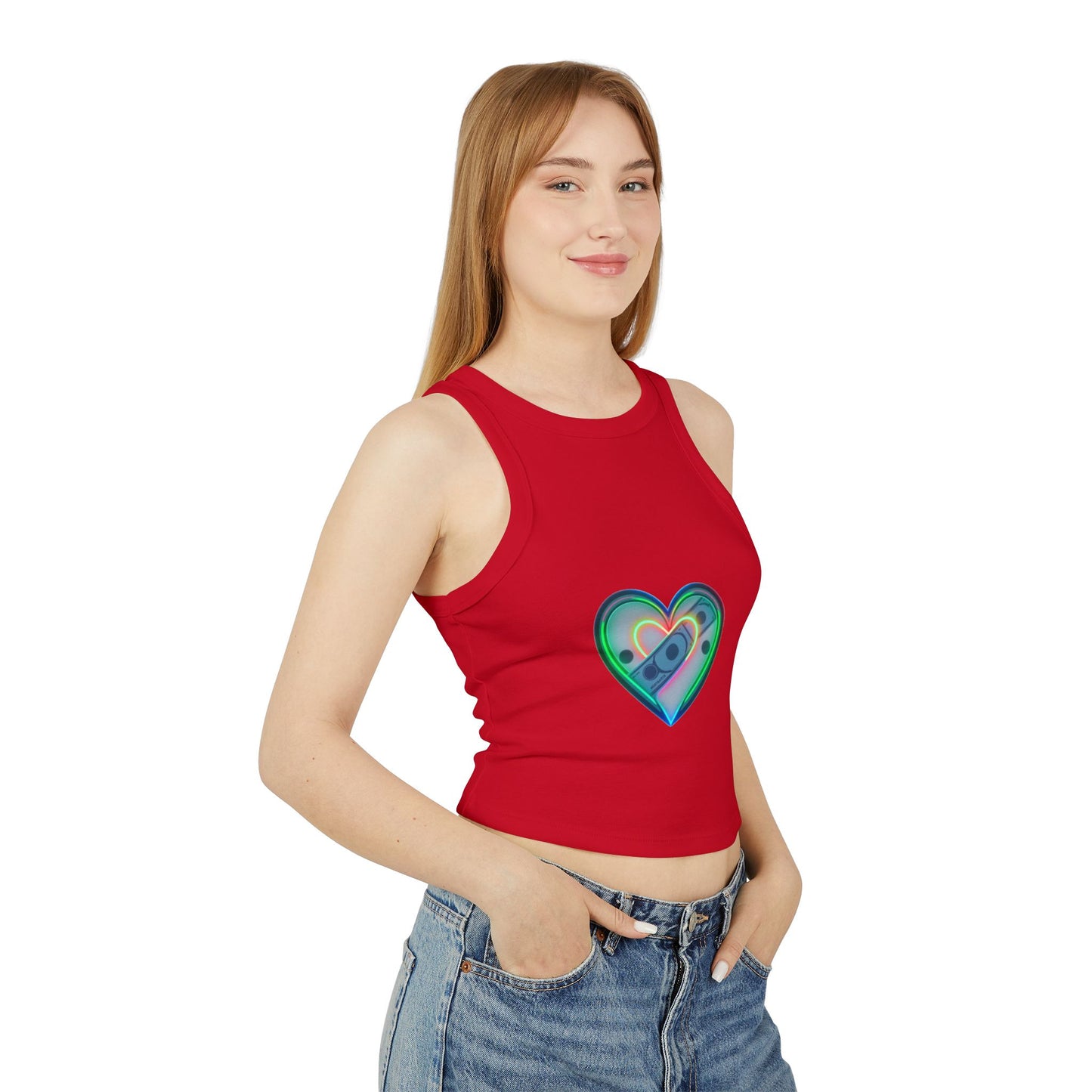 Colorful Heart & Motivational Racer Tank Top, Summer Top, Workout Gear, Fitness Apparel, Inspirational Gift, Casual Fashion