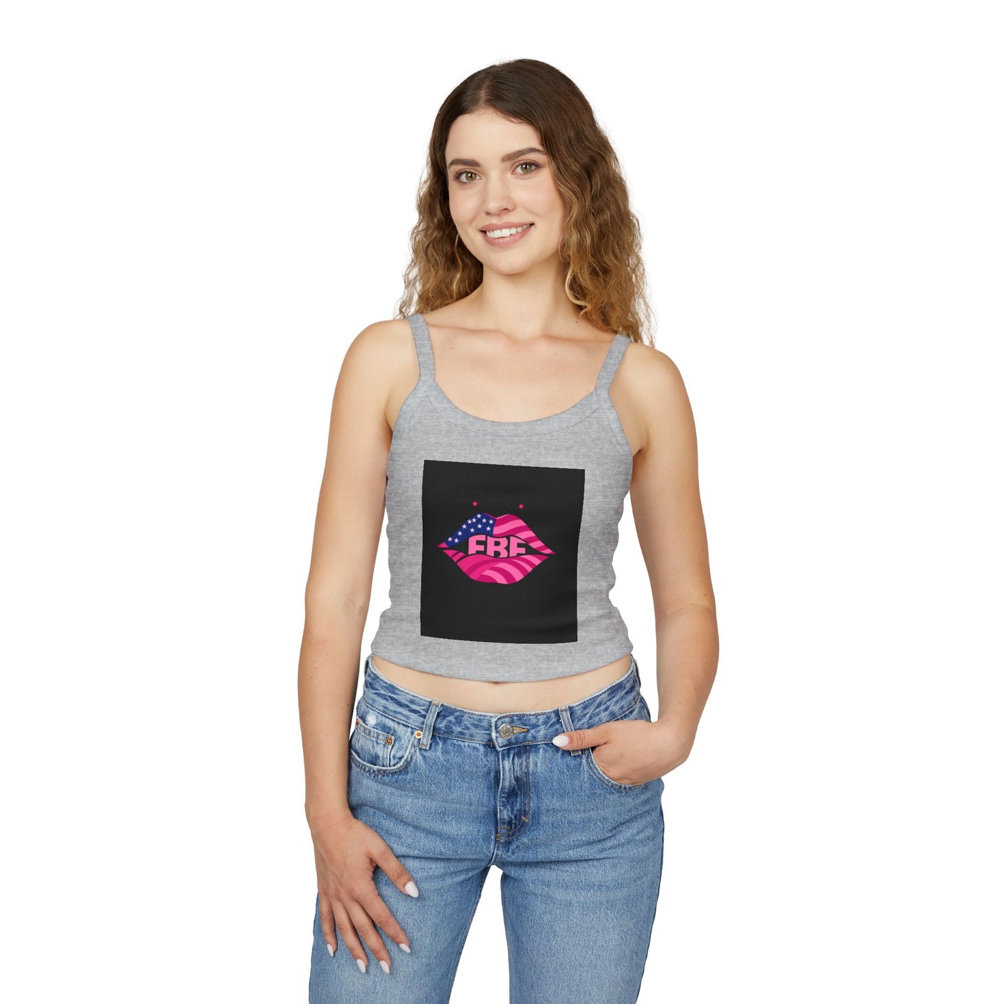Women's Spaghetti Strap Tank Top - USA Pride Design, Summer Outfit, Festival Wear, Fourth of July Essential, Casual Top, Trendy Apparel