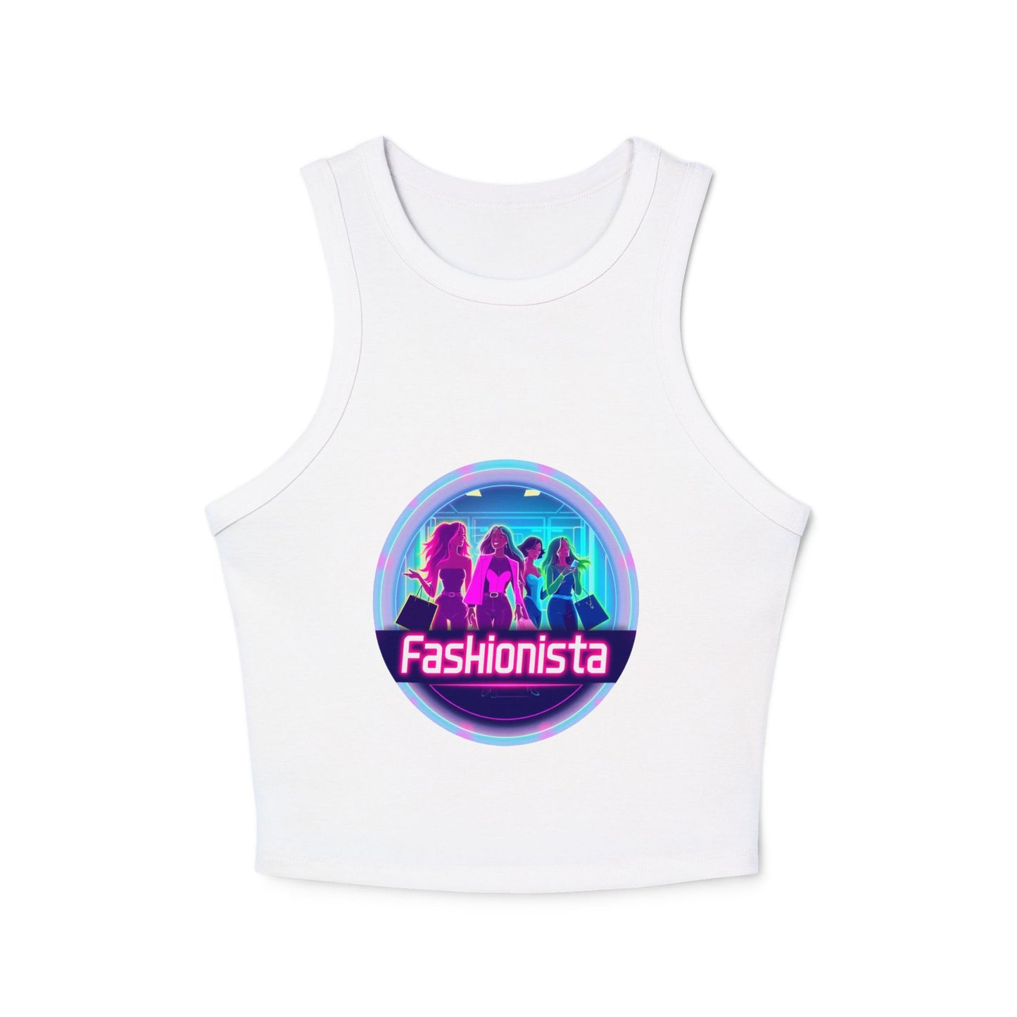 Trendy Women’s Racer Tank Top - Fashionista & Future Design, Stylish Summer Wear, Casual Fit, Festival Outfit, Gift for Her